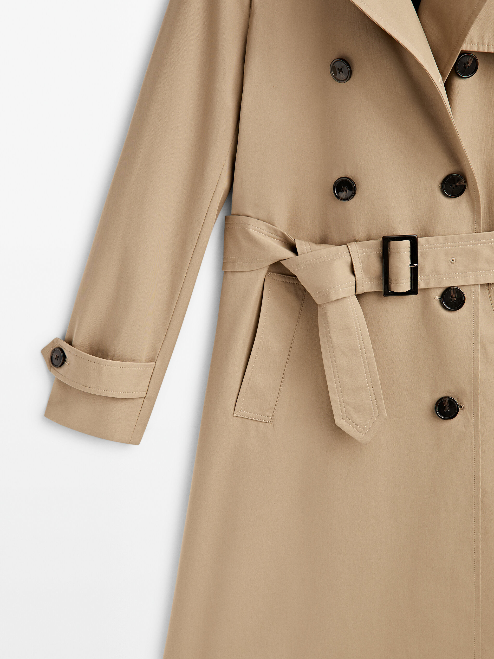 Gabardina con cinturón - CAMEL