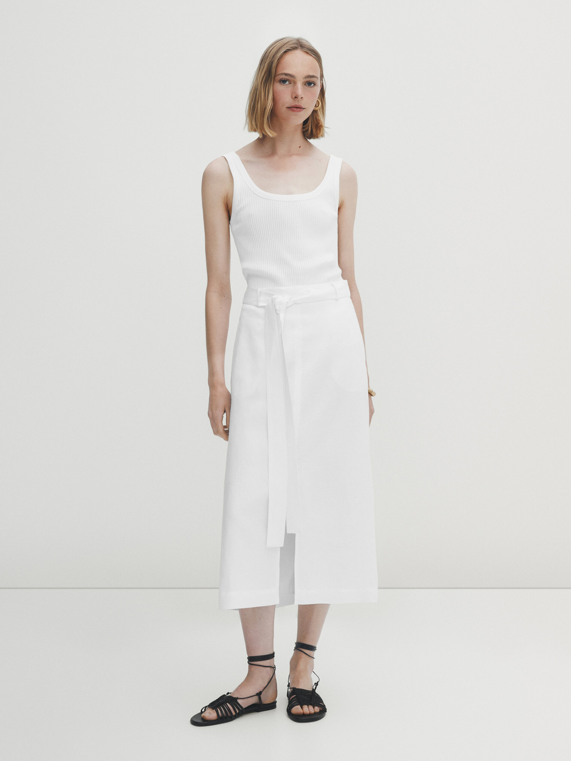 Camiseta tirantes canalé - BLANCO