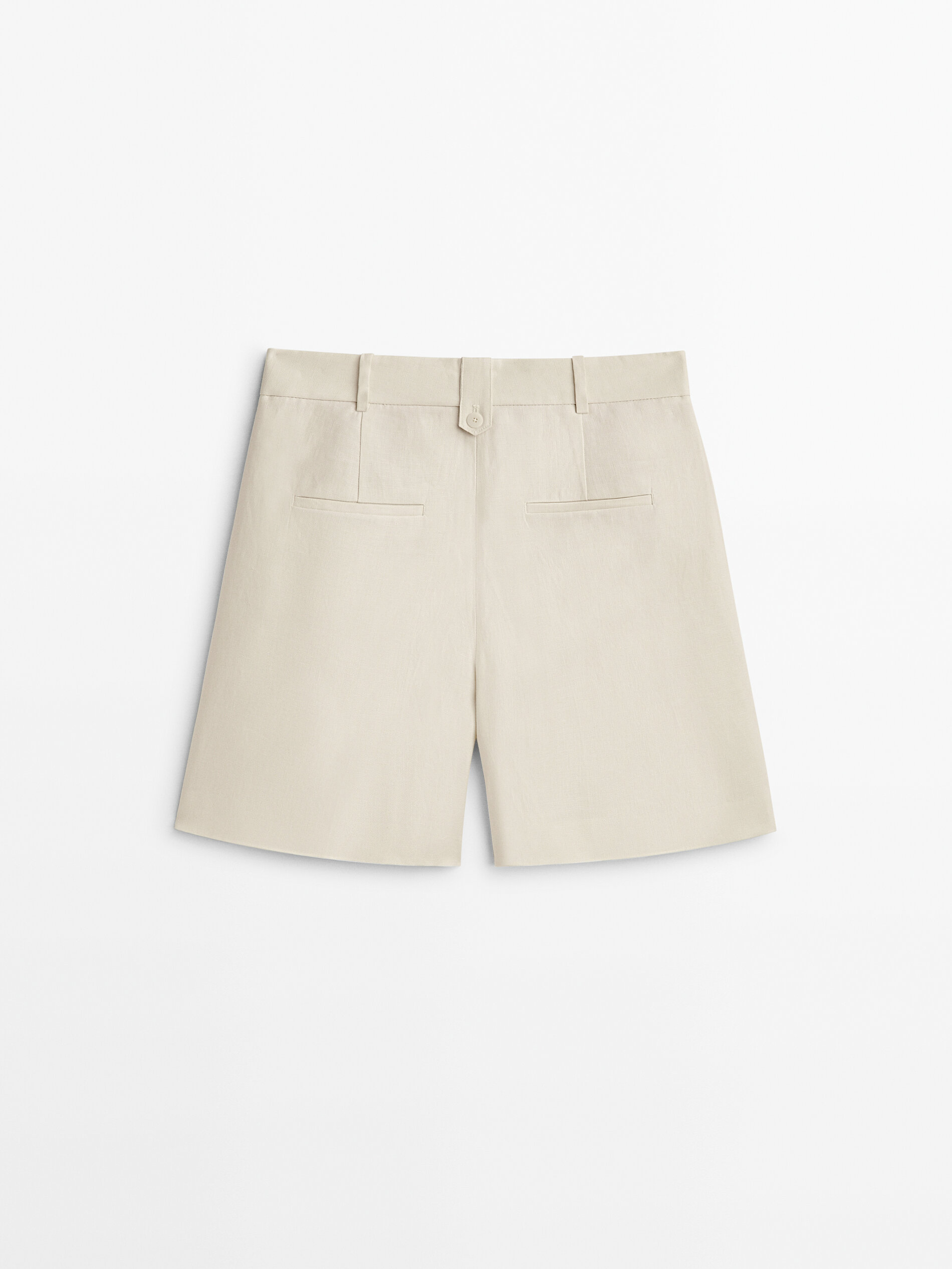 Bermuda pinzas 100% lino - Vainilla