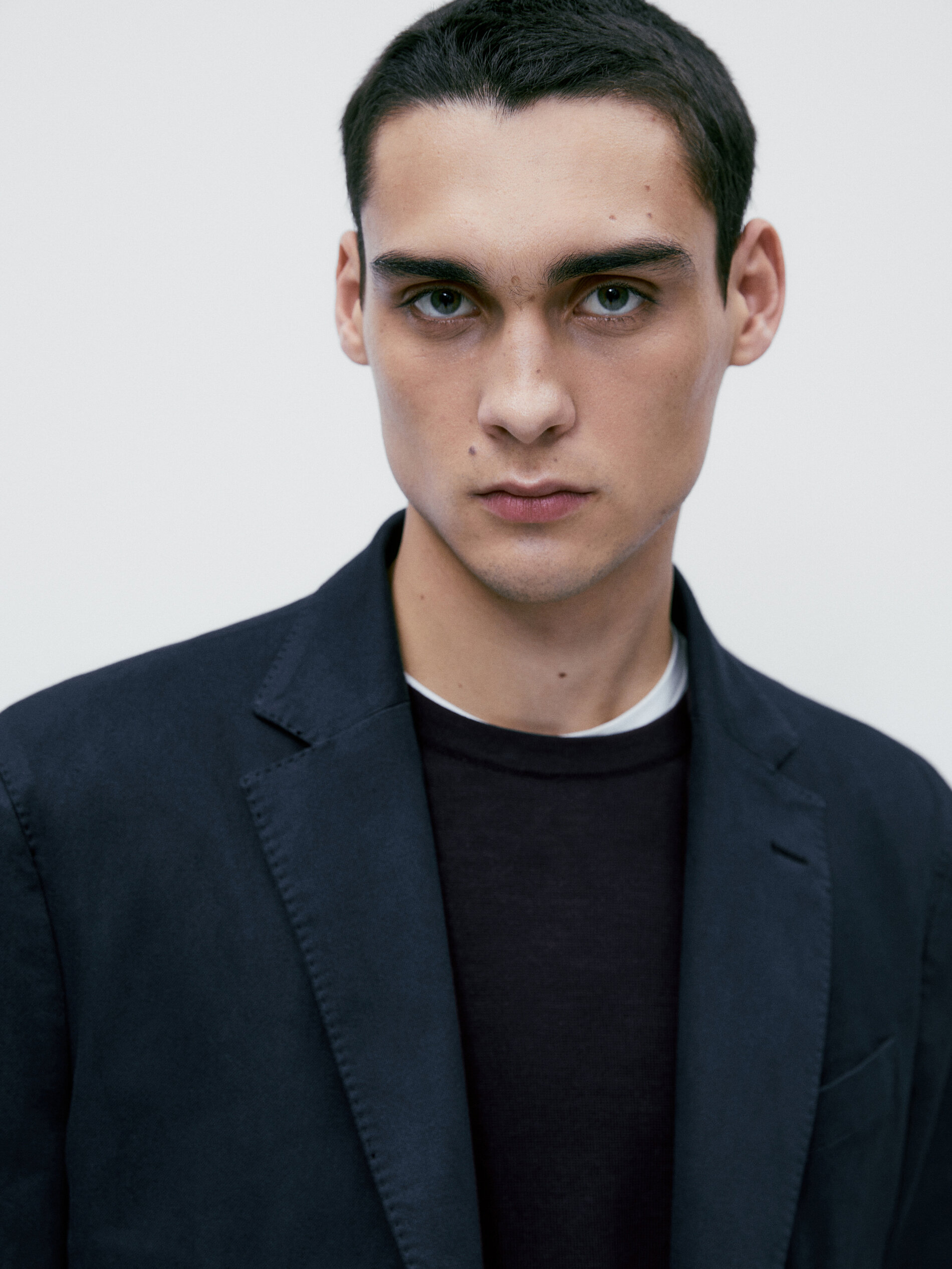 Americana tintada con lino y algodón - AZUL MARINO