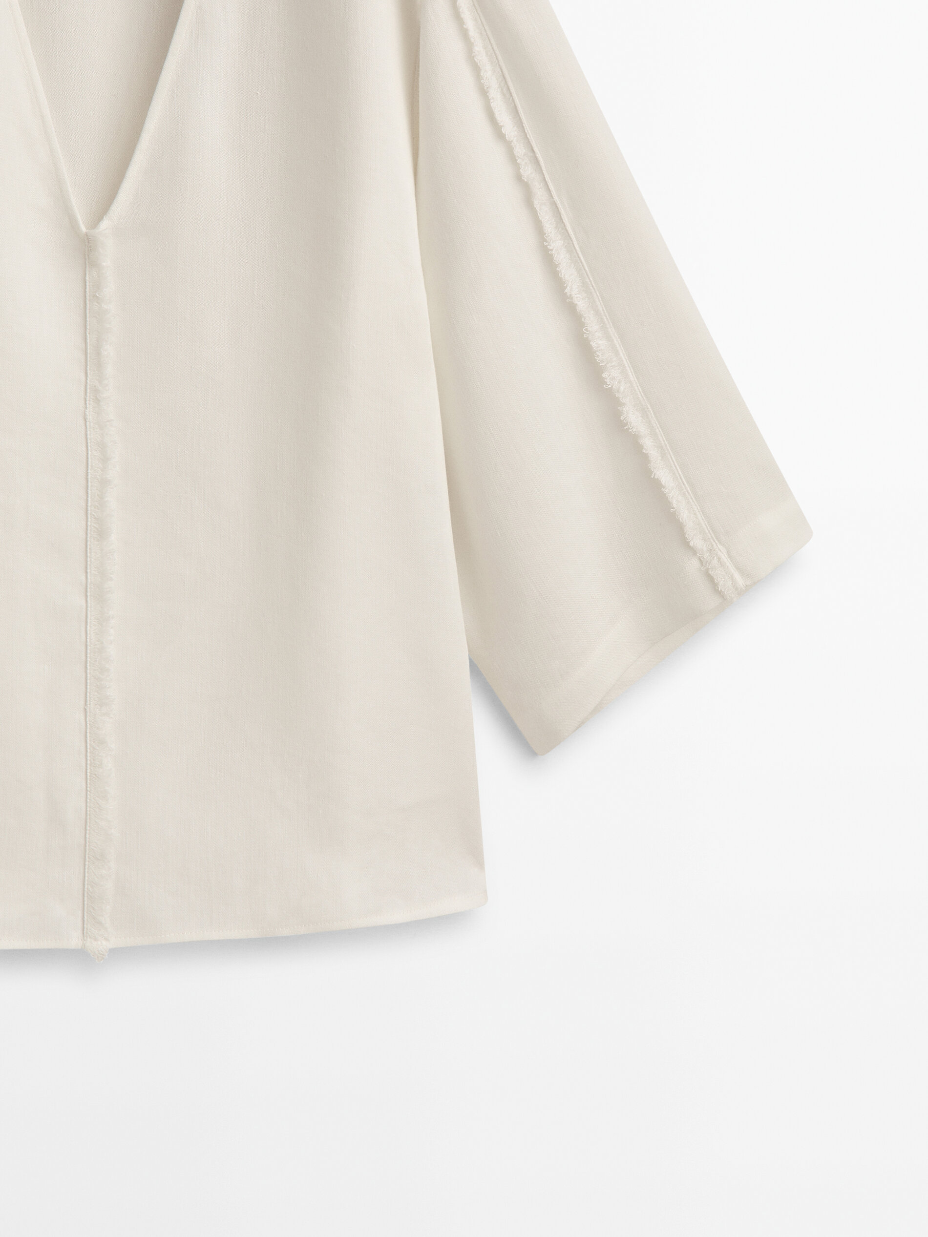 Blusa kimono detalle desflecado - CRUDO