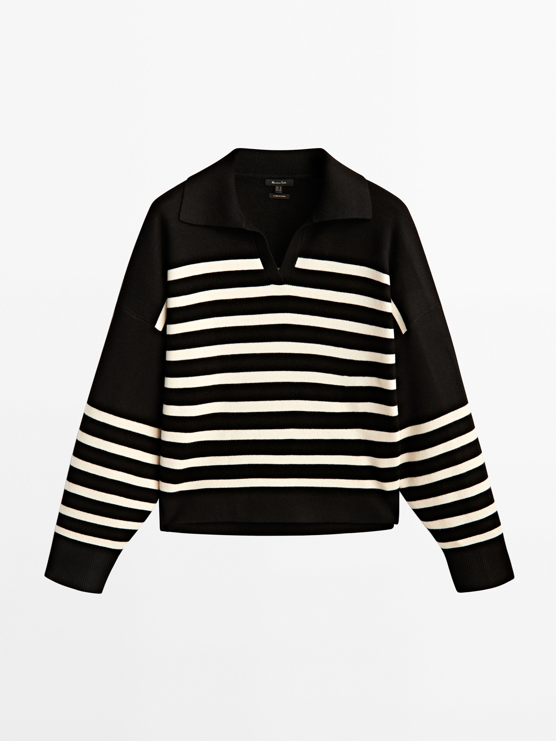 Jersey rayas cuello polo - NEGRO