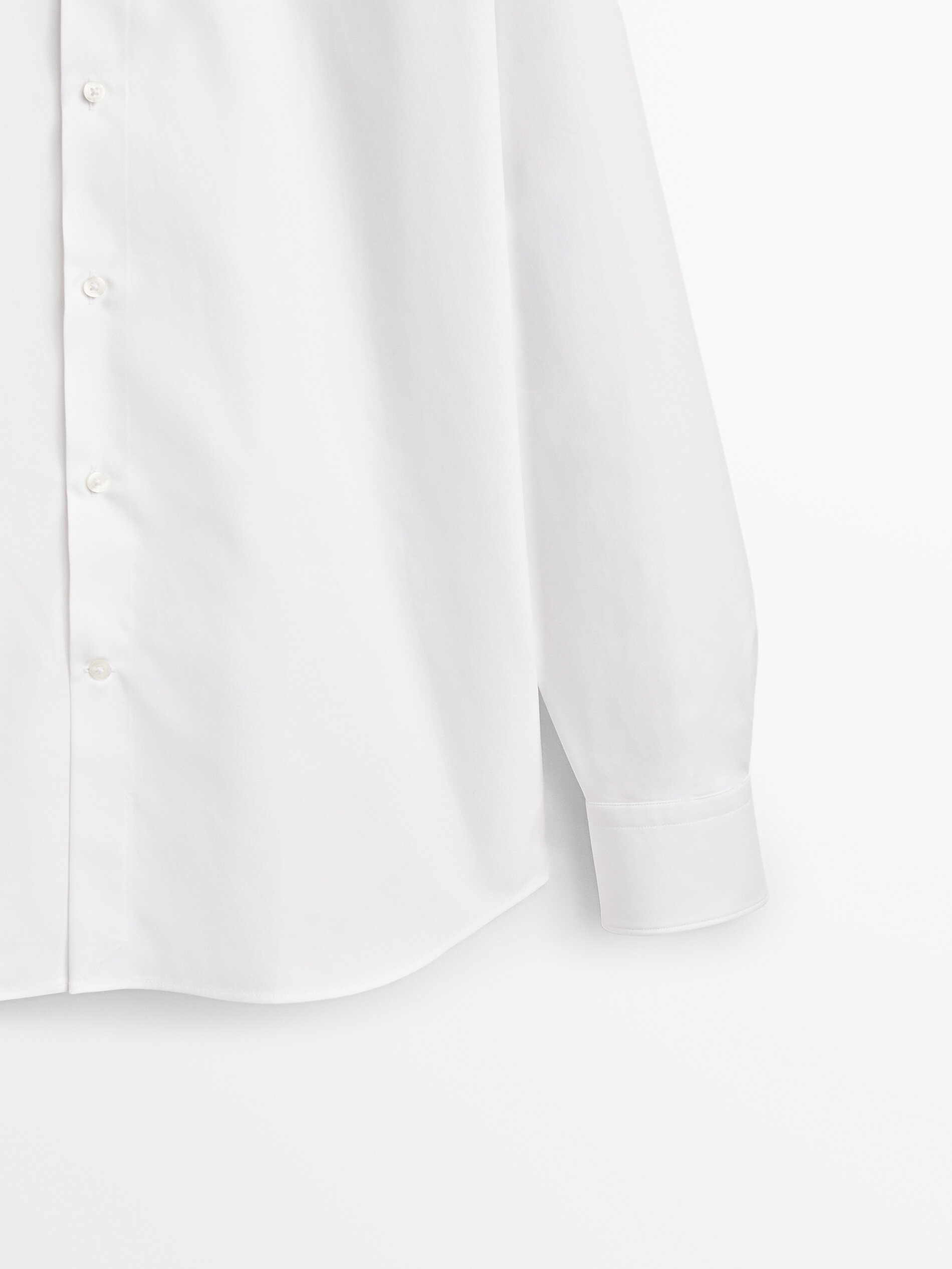 Camisa sarga algodón slim fit - BLANCO
