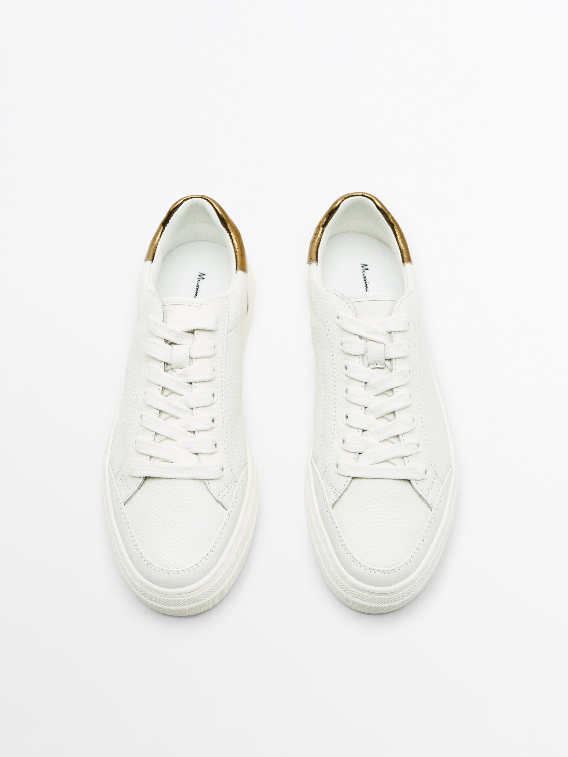 Deportivo piel talón laminado - BLANCO