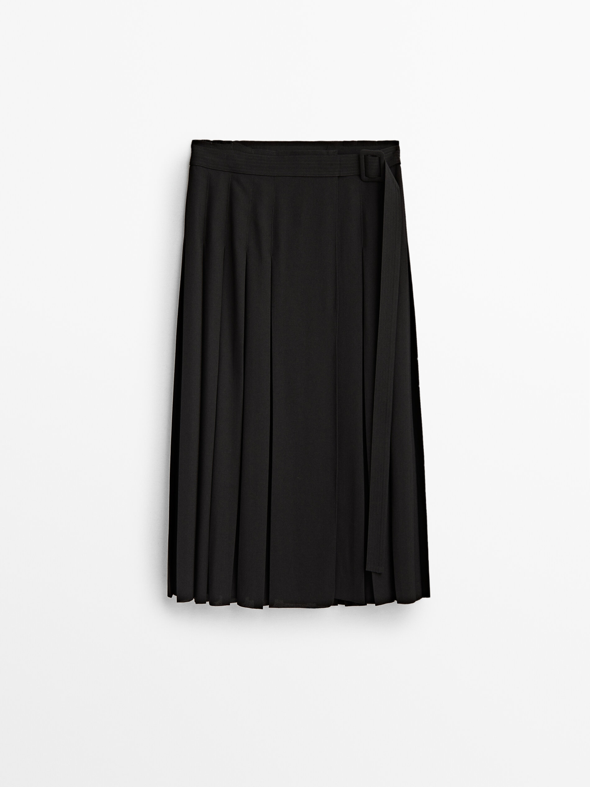 Falda midi tablas negra - NEGRO