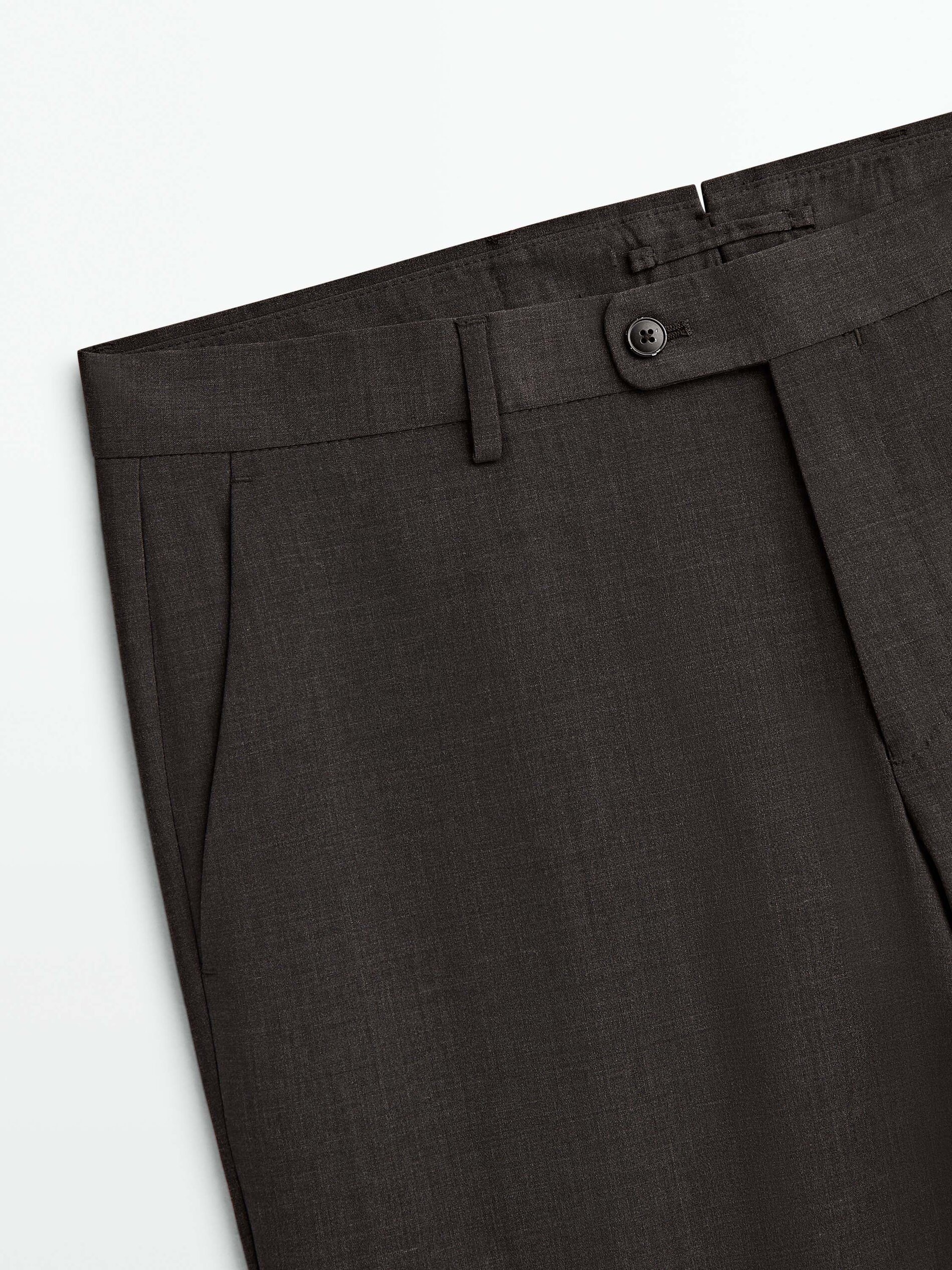 Pantalón traje marrón 100% lana - MARRÓN