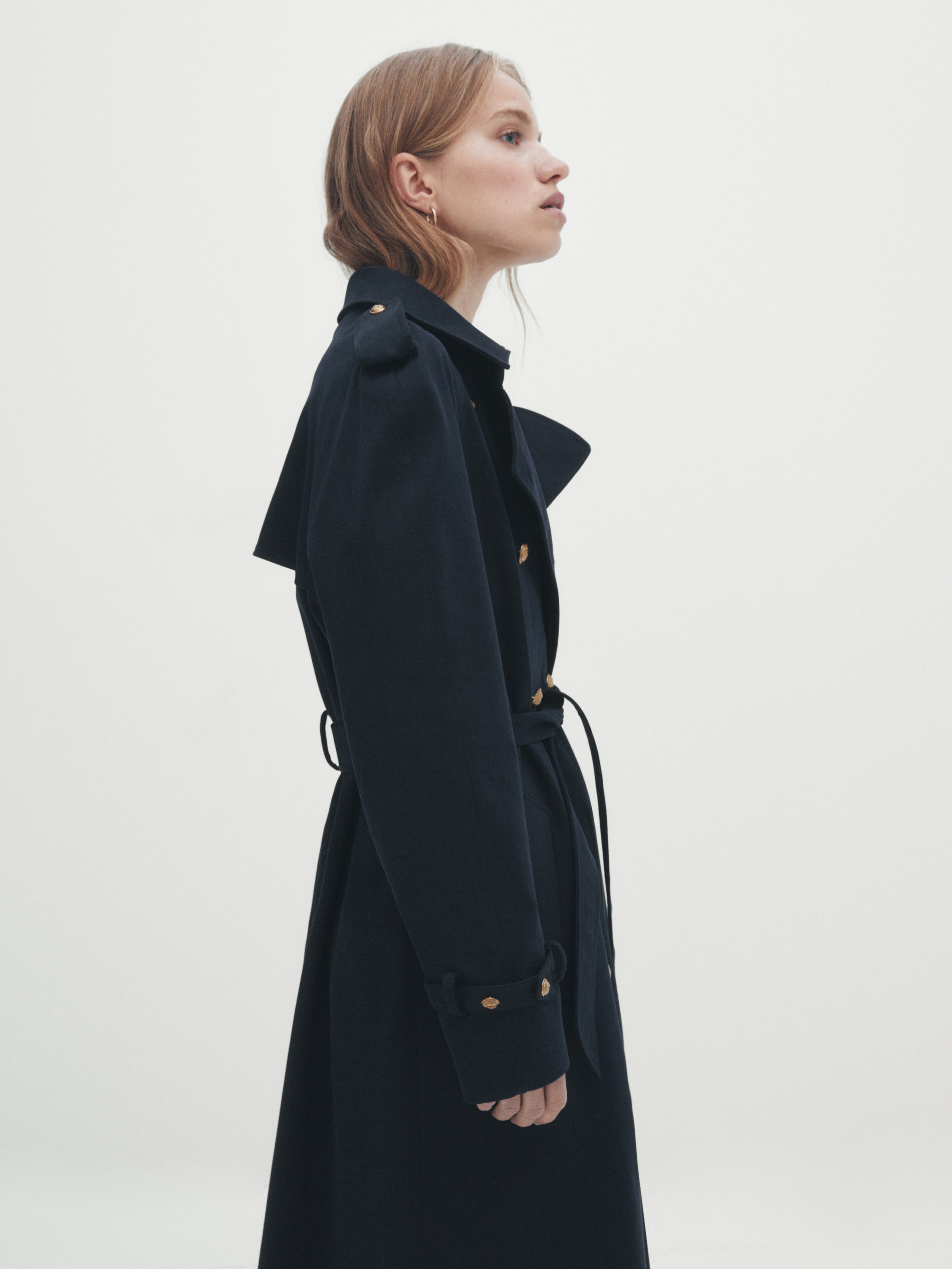 Chaqueta trench botones dorados - AZUL MARINO