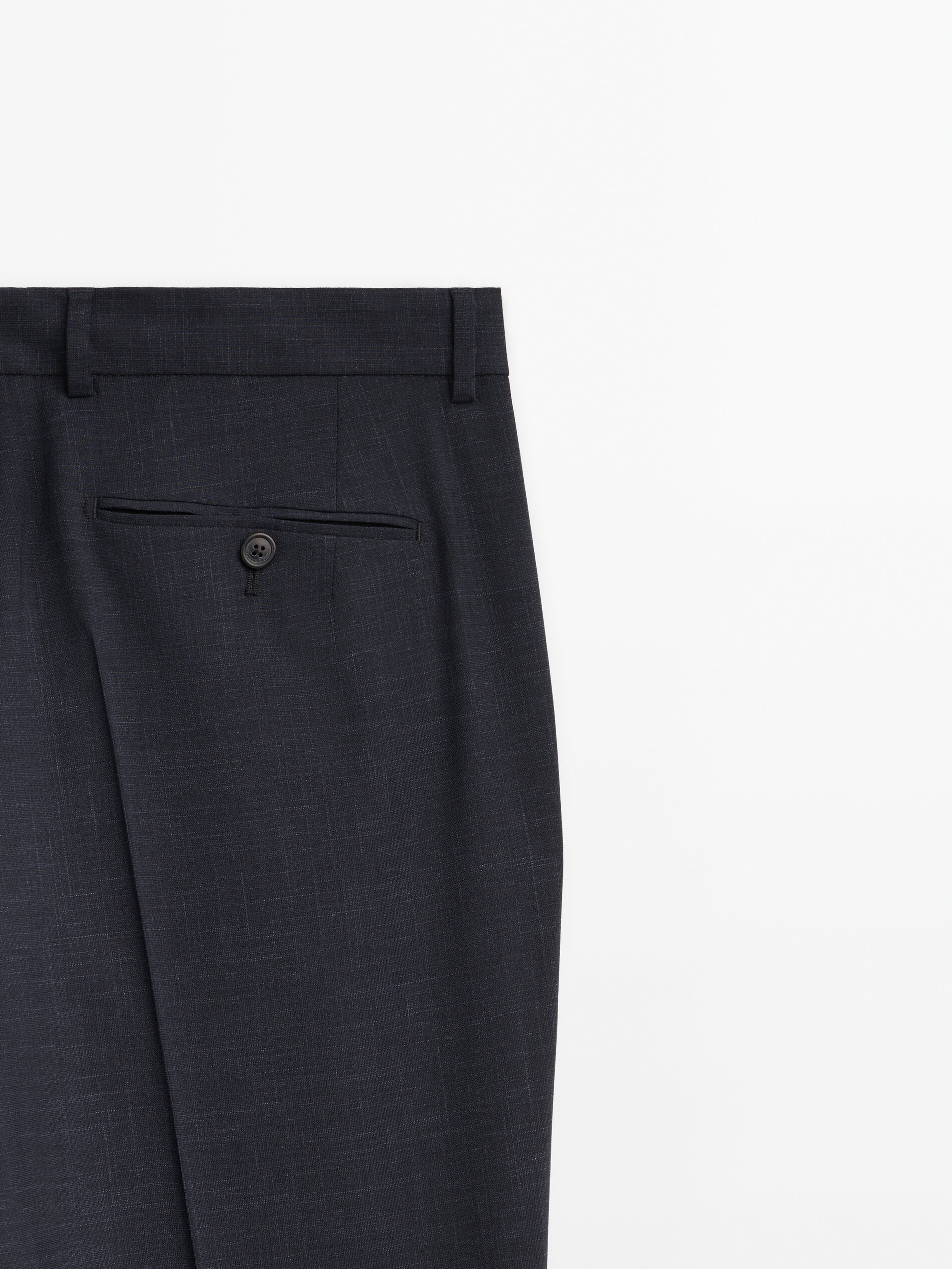 Pantalón traje estructura mezcla lana - AZUL MARINO