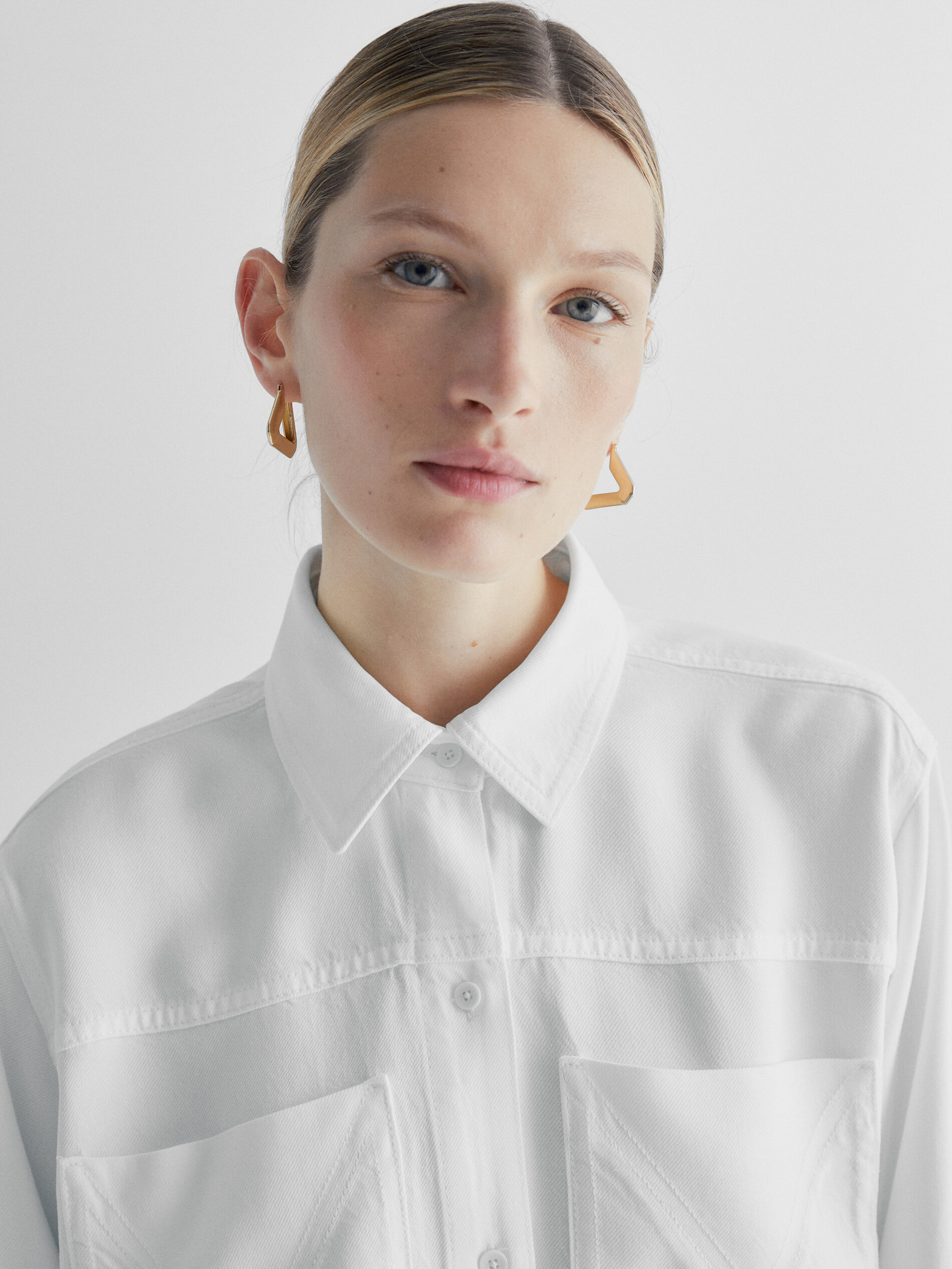 Camisa lyocell bolsillos - CRUDO