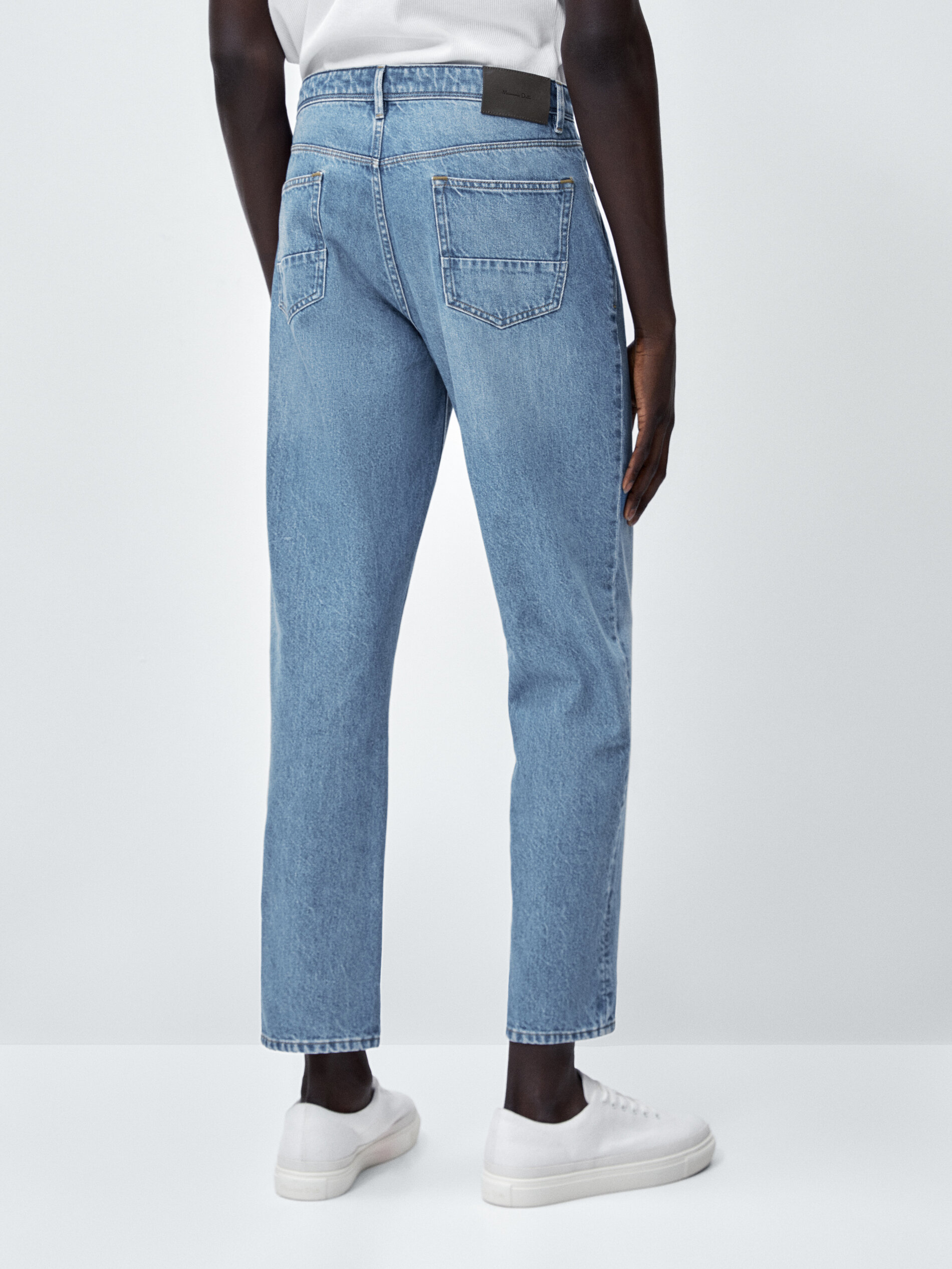 Pantalón vaquero mid bleach tapered fit - INDIGO