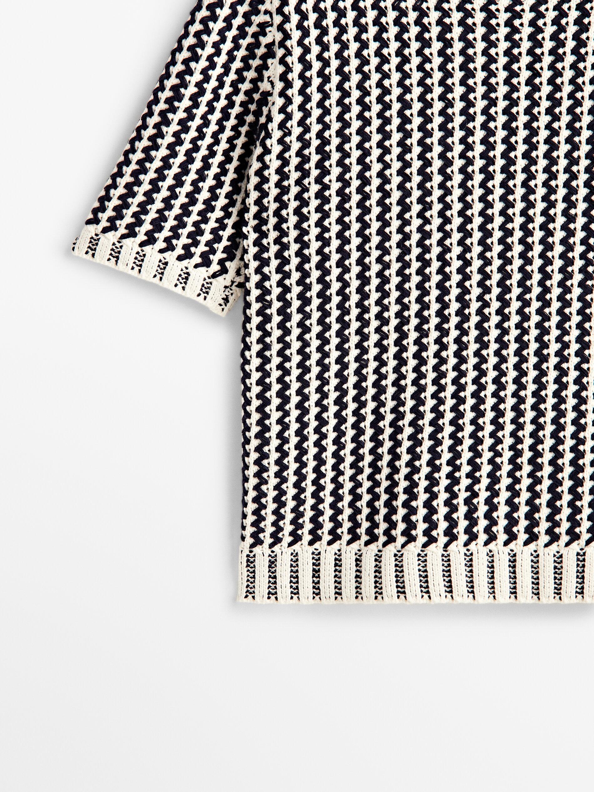 Jersey punto manga corta zigzag - AZUL MARINO