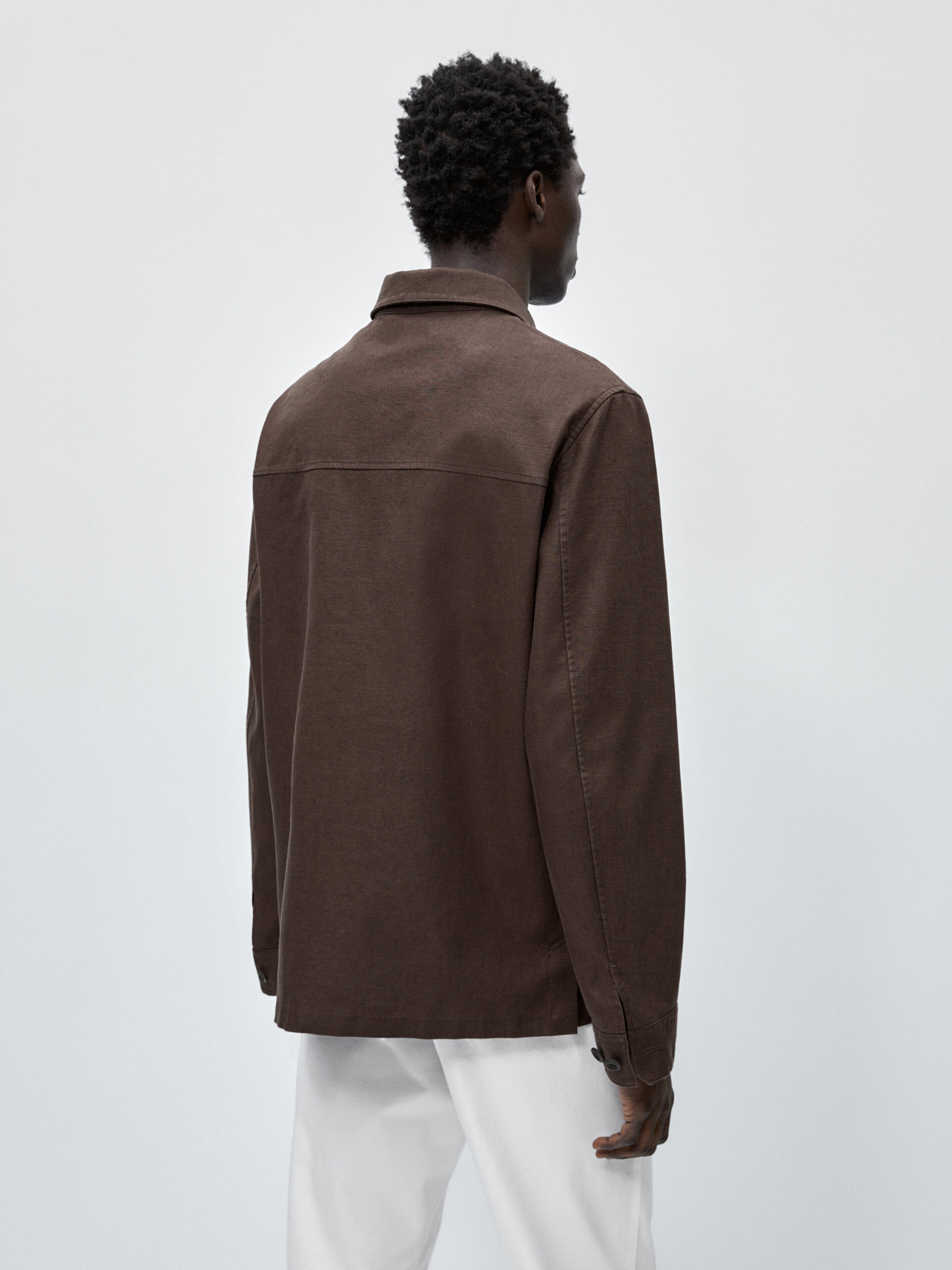 Sobrecamisa mezcla lino 3 layers - MARRÓN