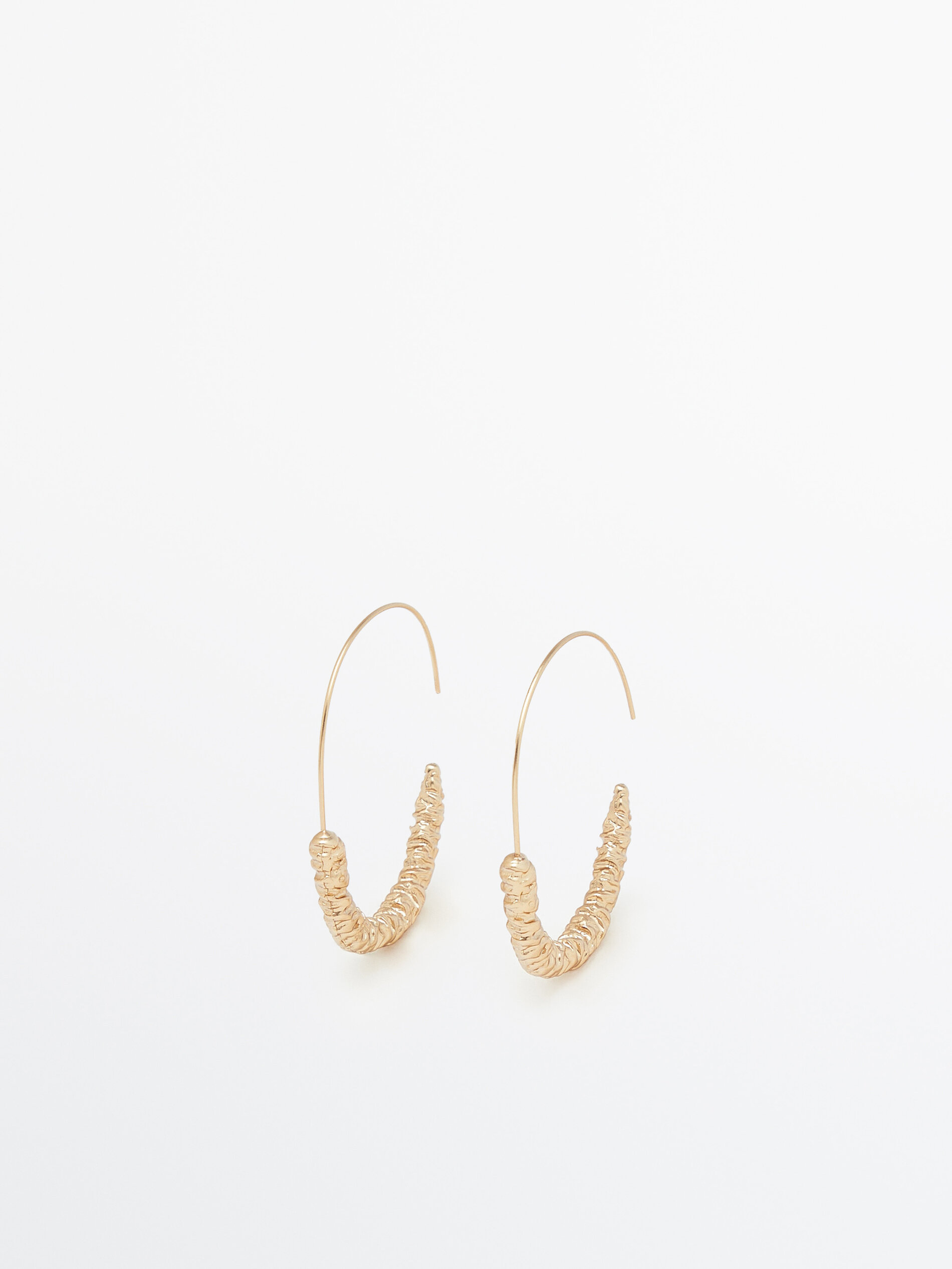 Pendientes aros abiertos textura baño oro - ORO