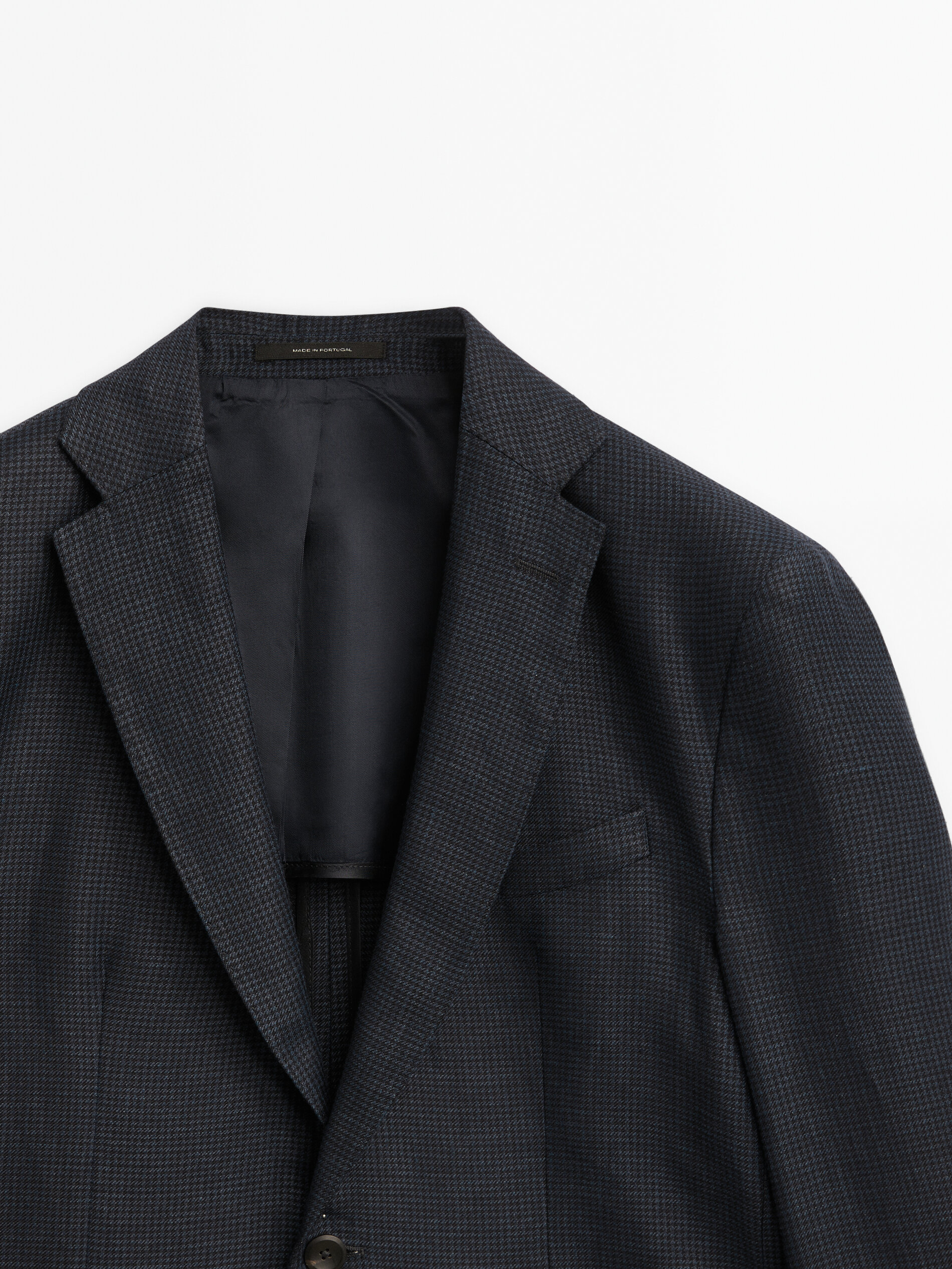 Americana pata de gallo con lino - AZUL MARINO