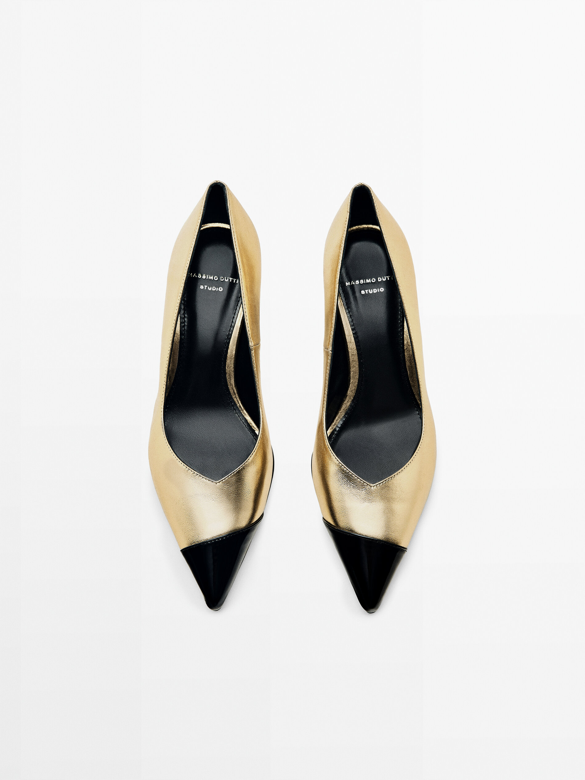 Zapato tacón piel metalizada puntera -Studio - DORADO