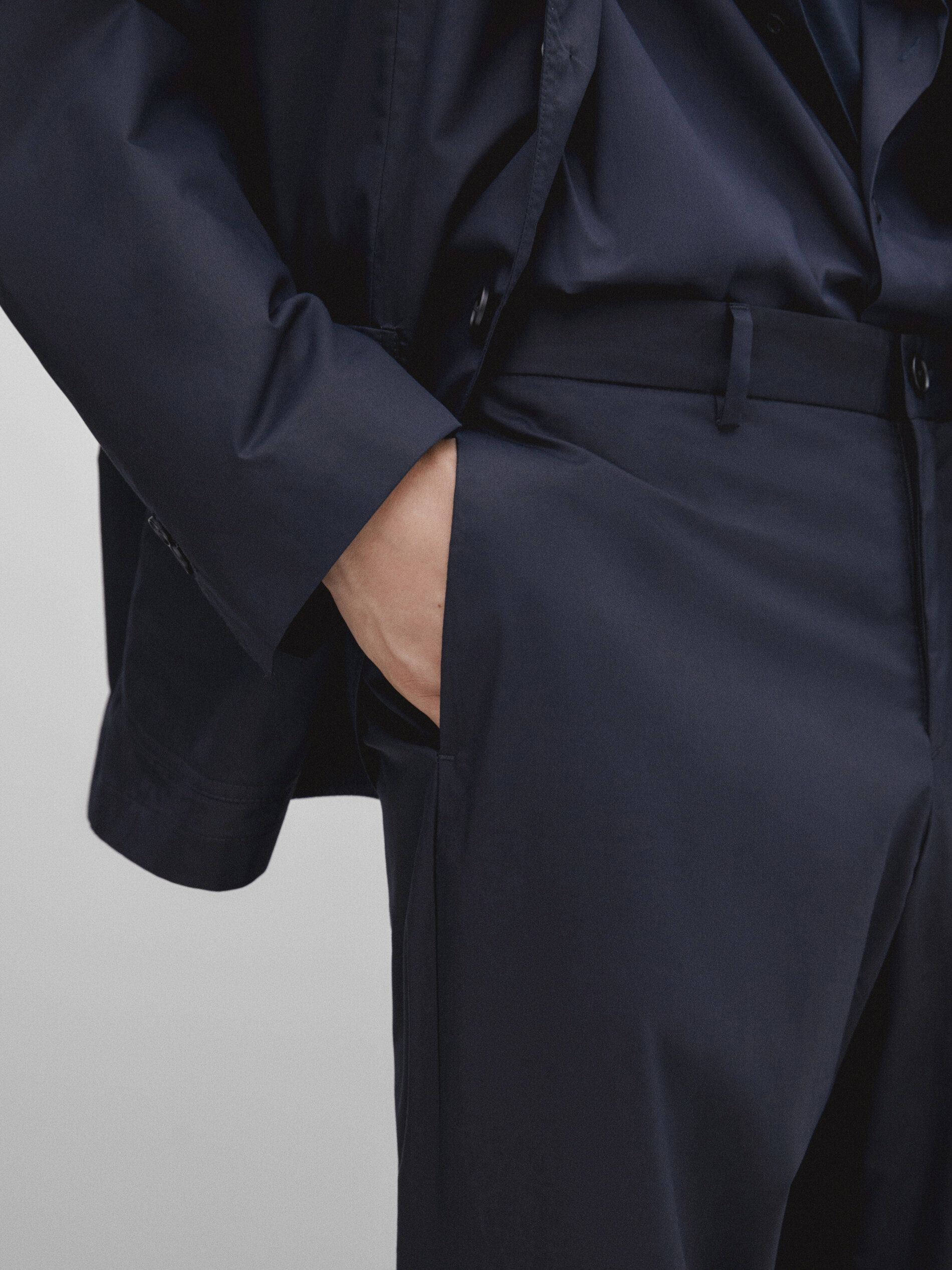 Pantalón traje popelín -Studio - AZUL MARINO