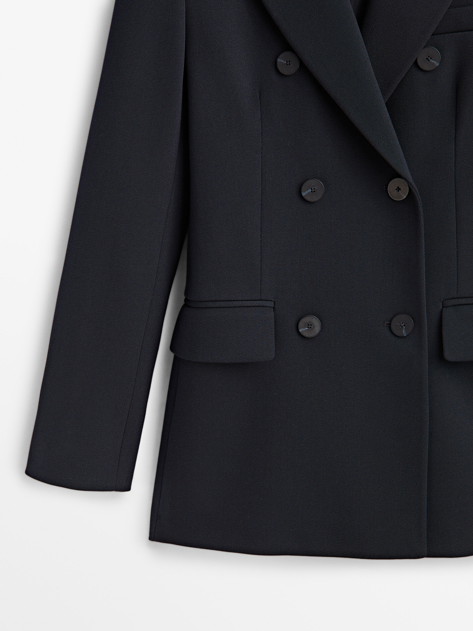 Americana cruzada azul marino lana - AZUL PROFUNDO