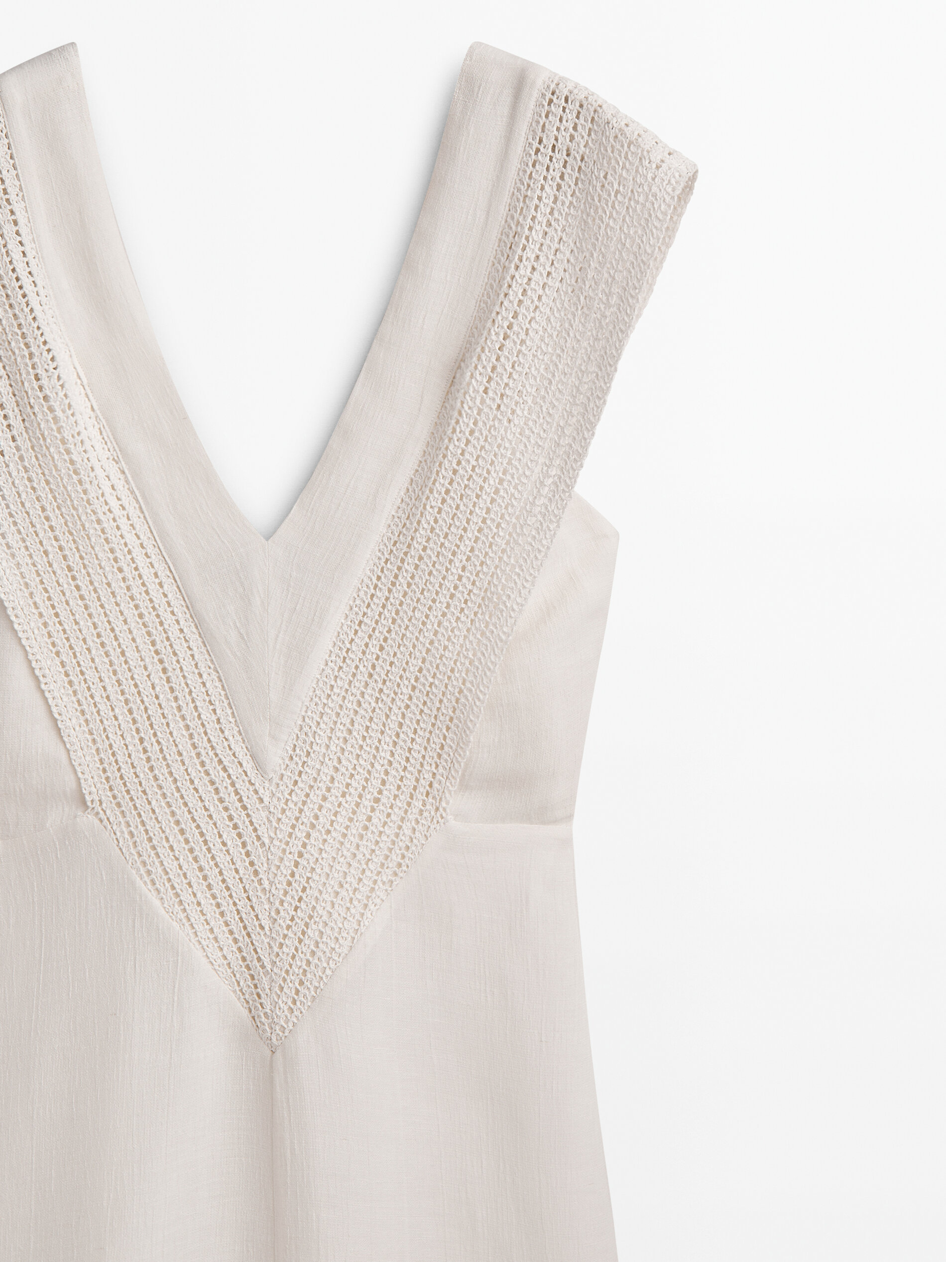 Vestido largo detalle crochet - BLANCO