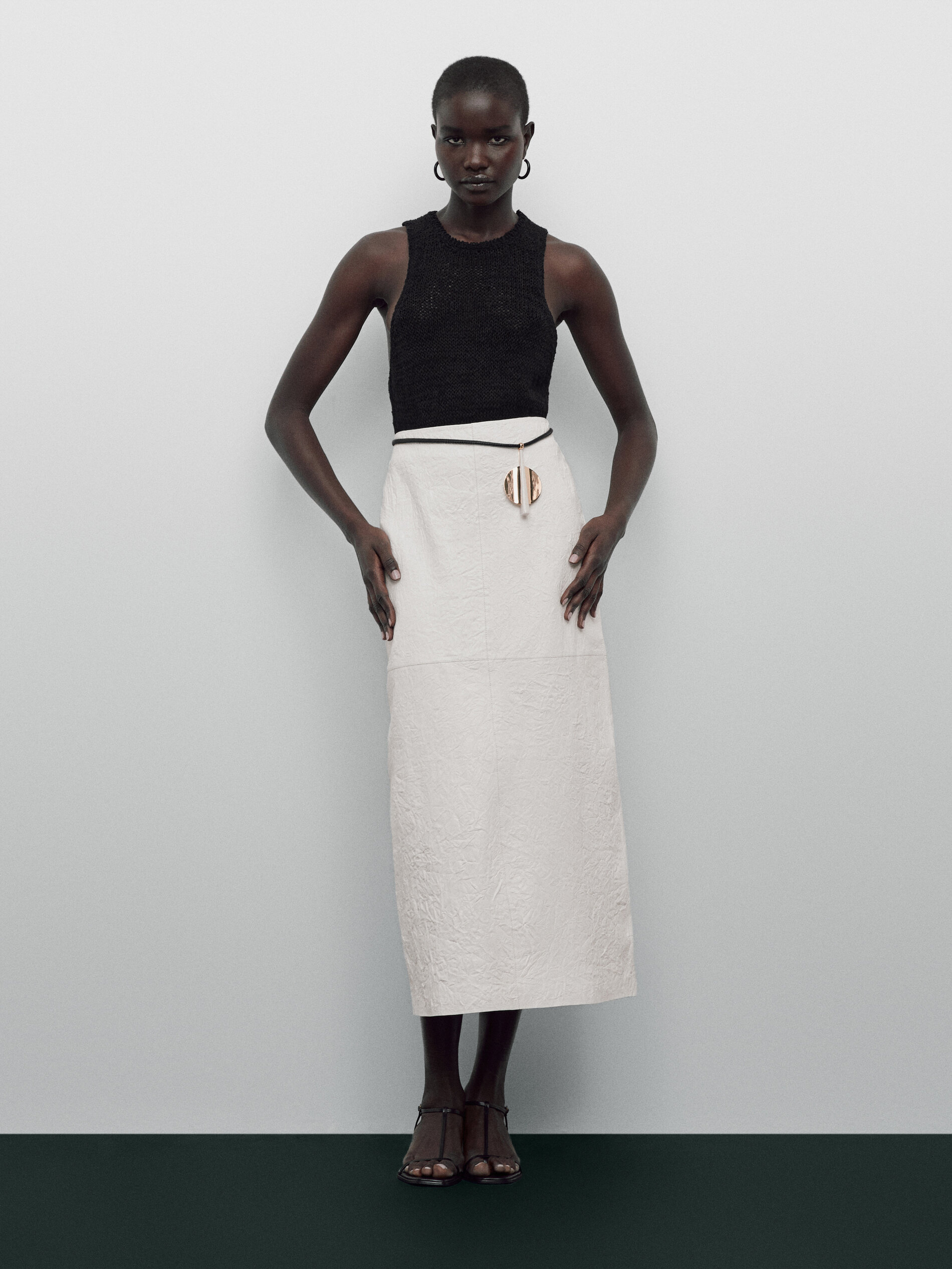 Falda piel napa craquelada Limited edition - BLANCO