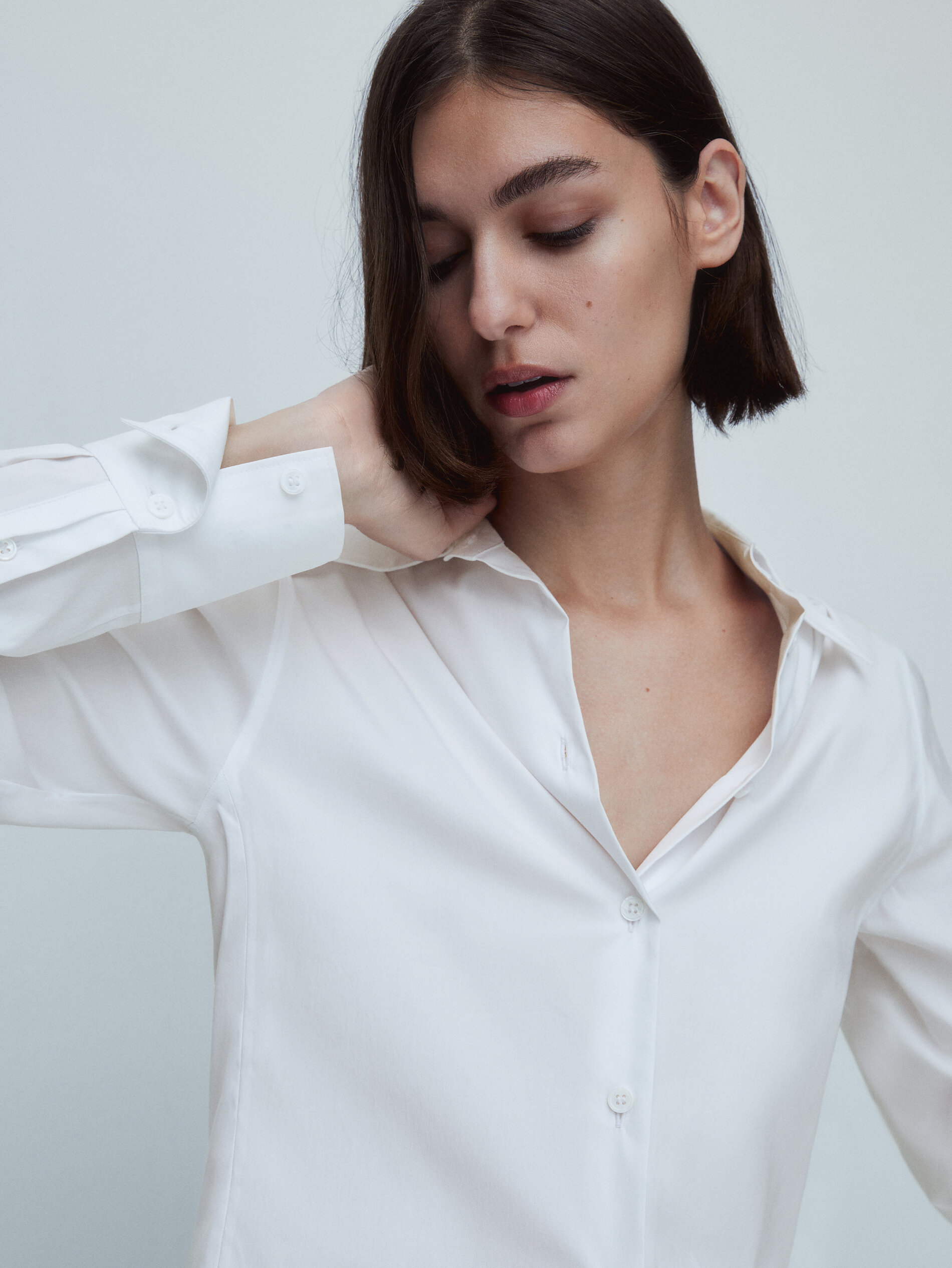 Camisa popelín stretch - BLANCO