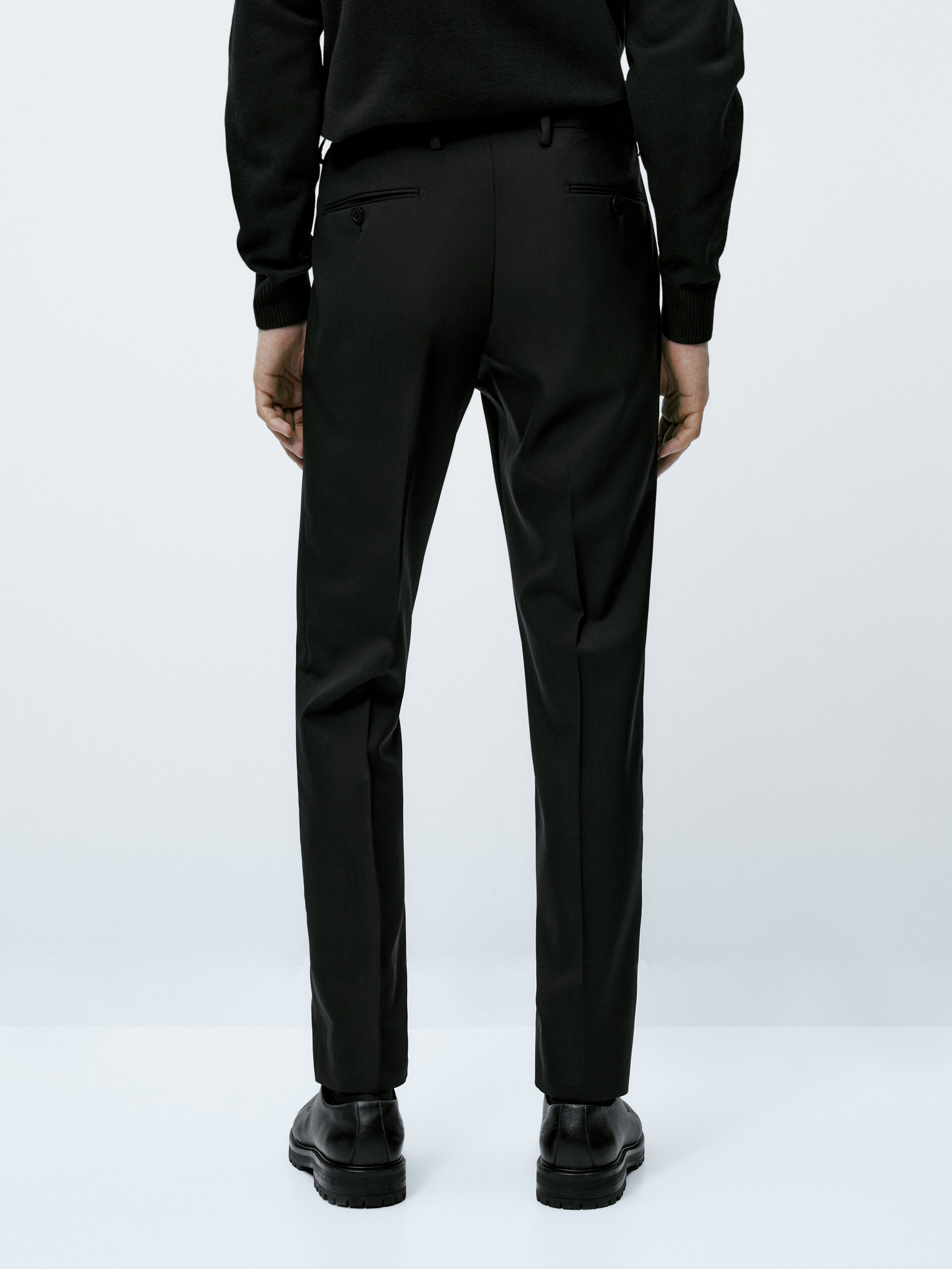 Pantalón traje lana bi-stretch - NEGRO