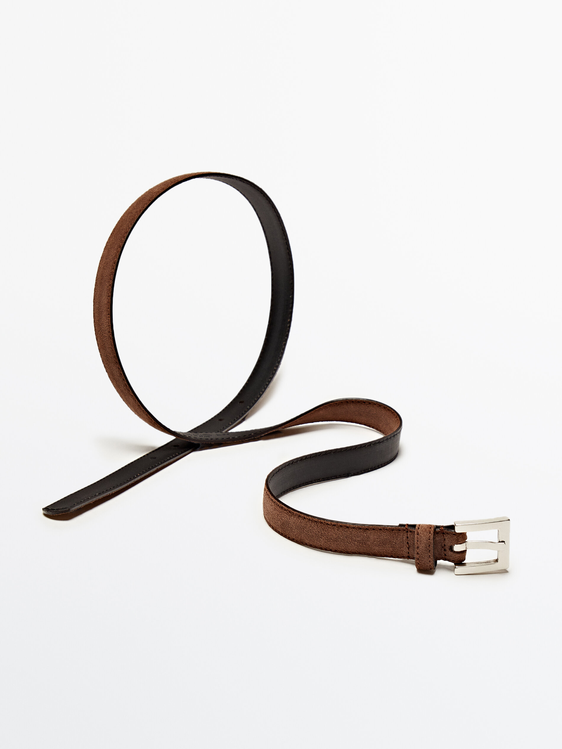 Cinturón fino serraje - GRIS