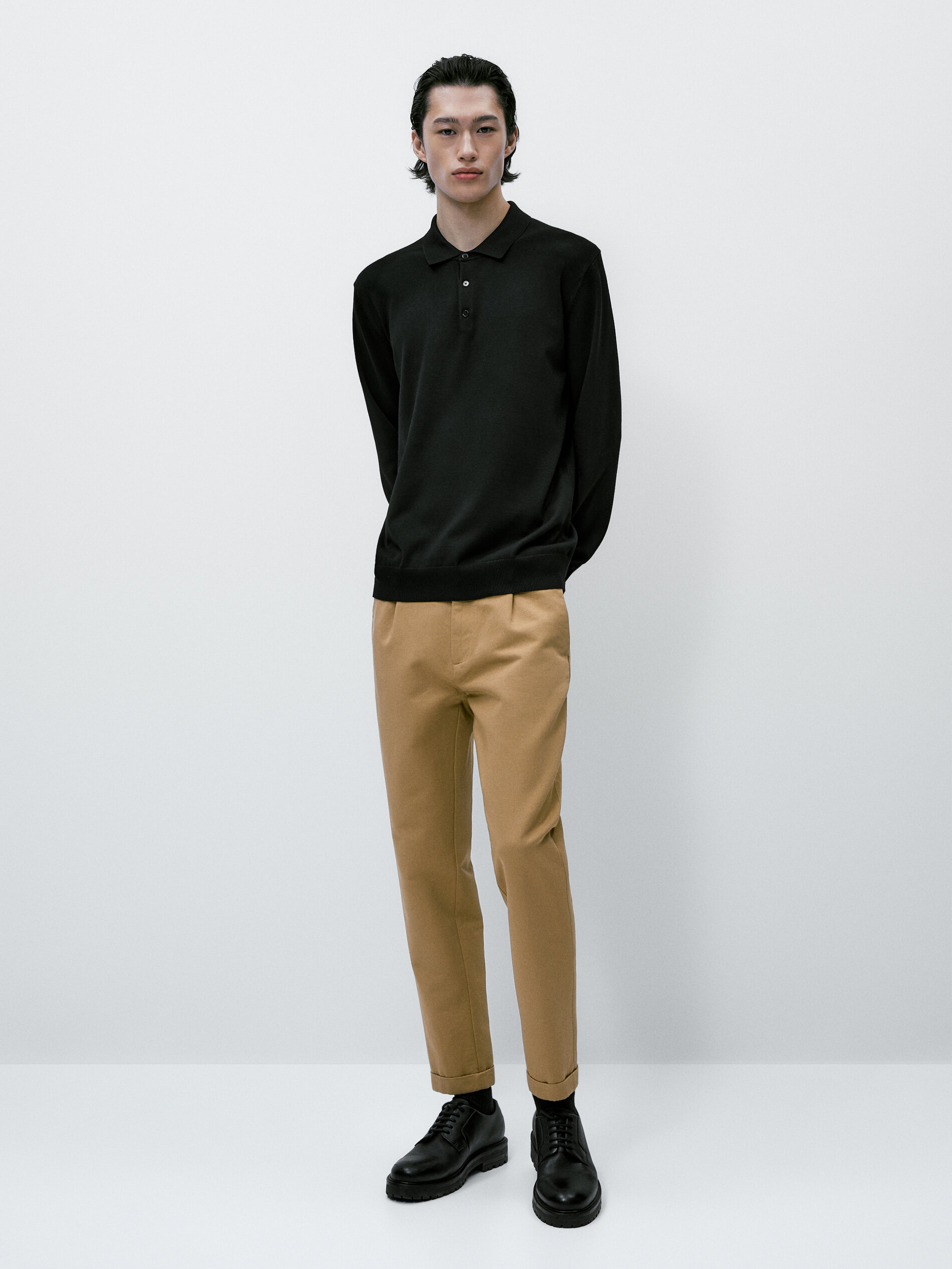 Jersey punto cuello polo confort - NEGRO