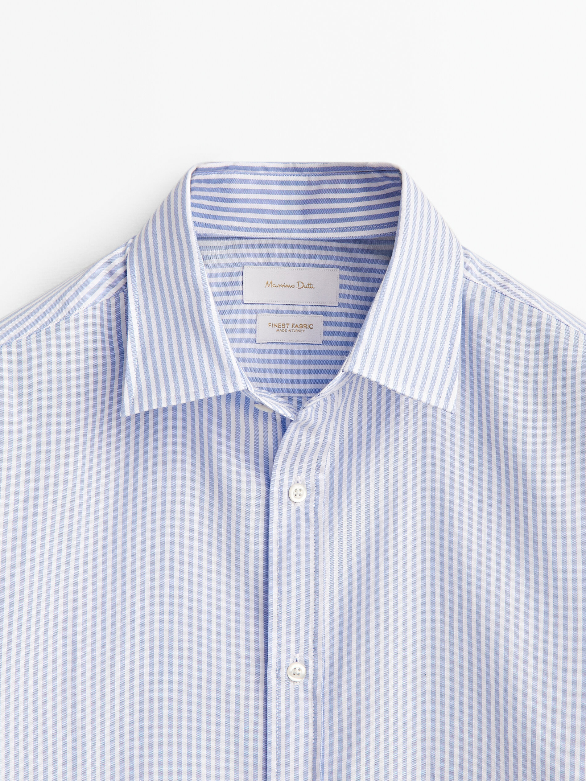 Camisa oxford rayas algodón slim fit - CELESTE