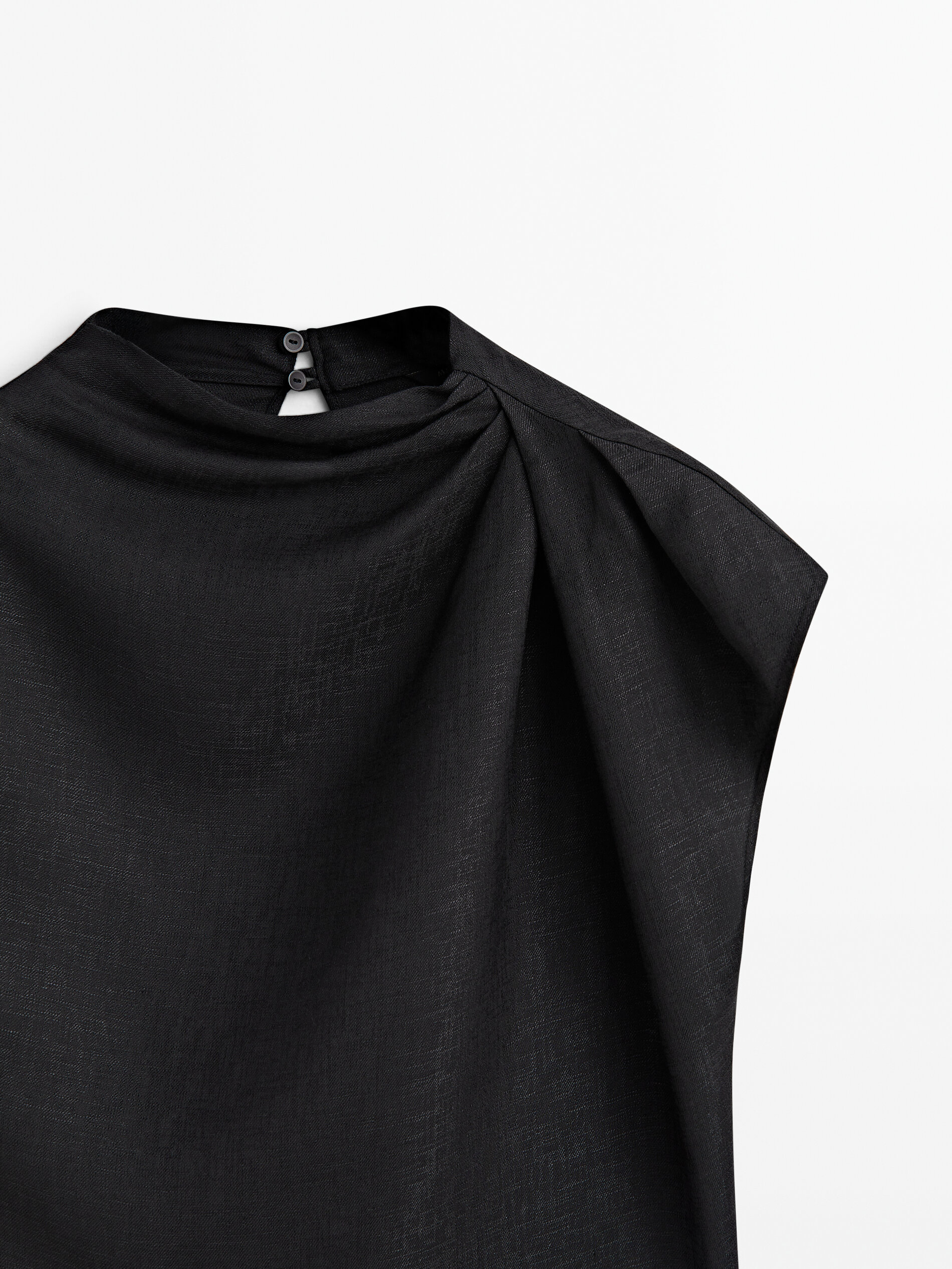 Top hombro drapeado - NEGRO