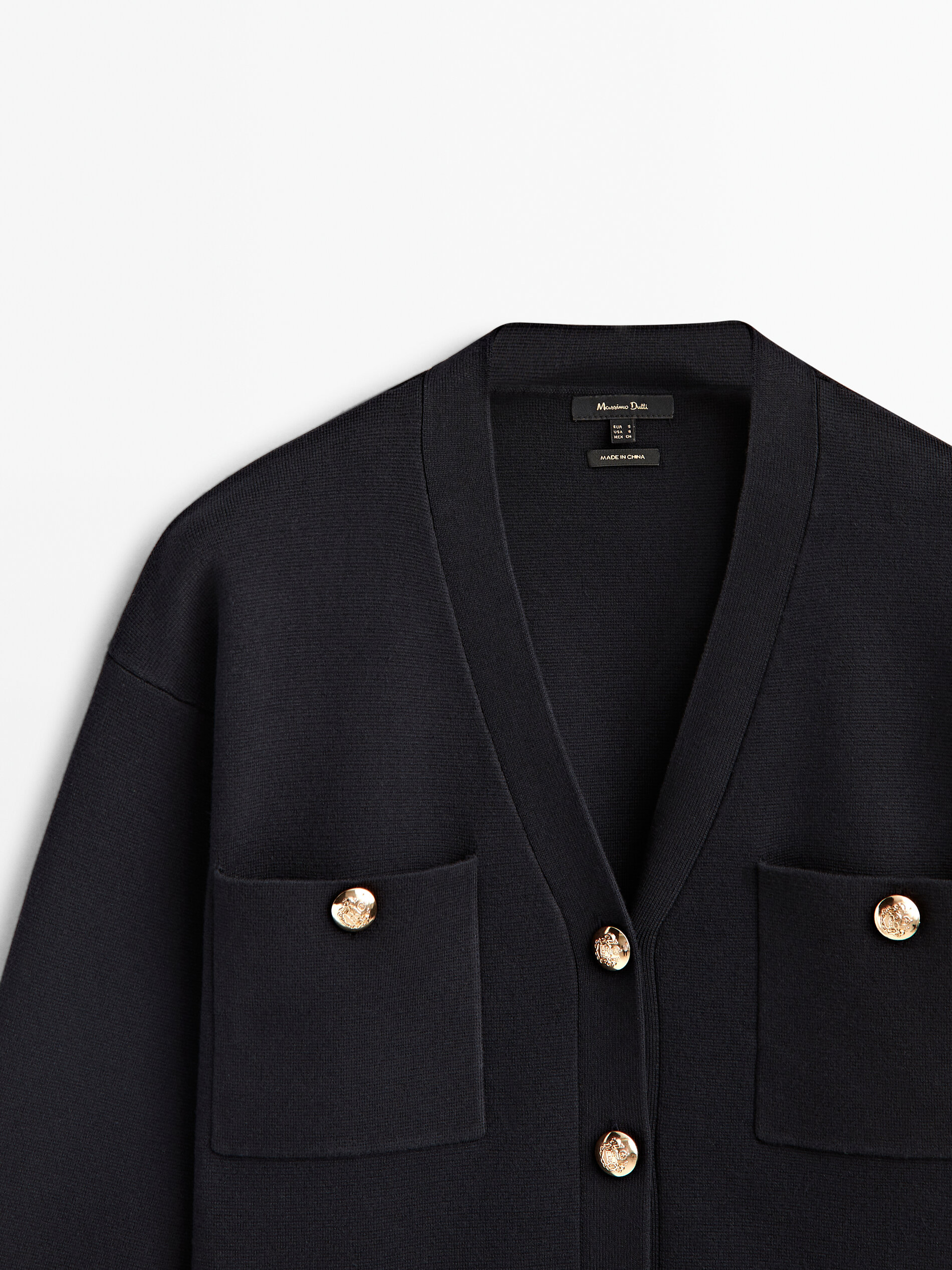 Cárdigan de punto con botones y bolsillos - MARINO OSCURO