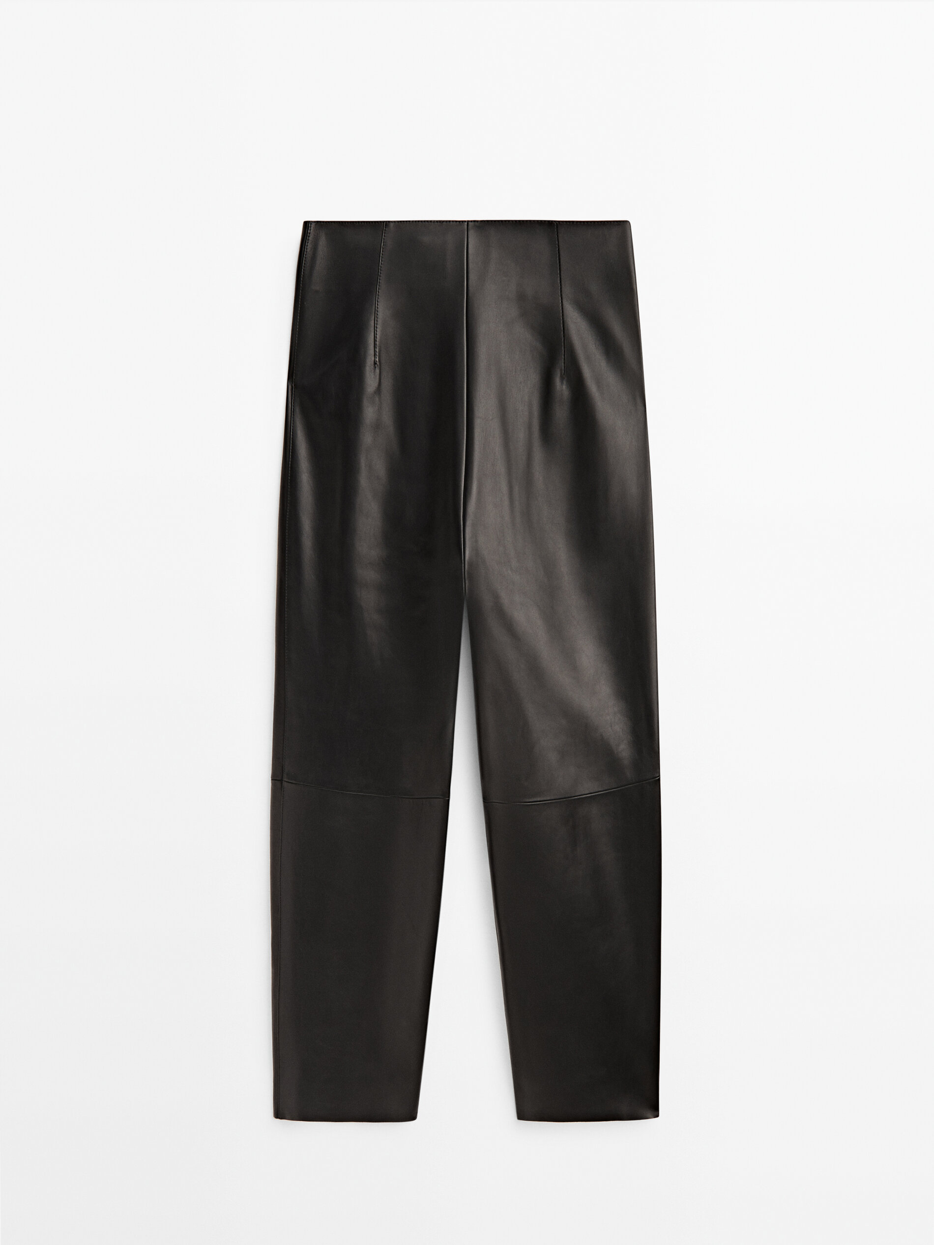 Pantalón piel napa pinzas - NEGRO