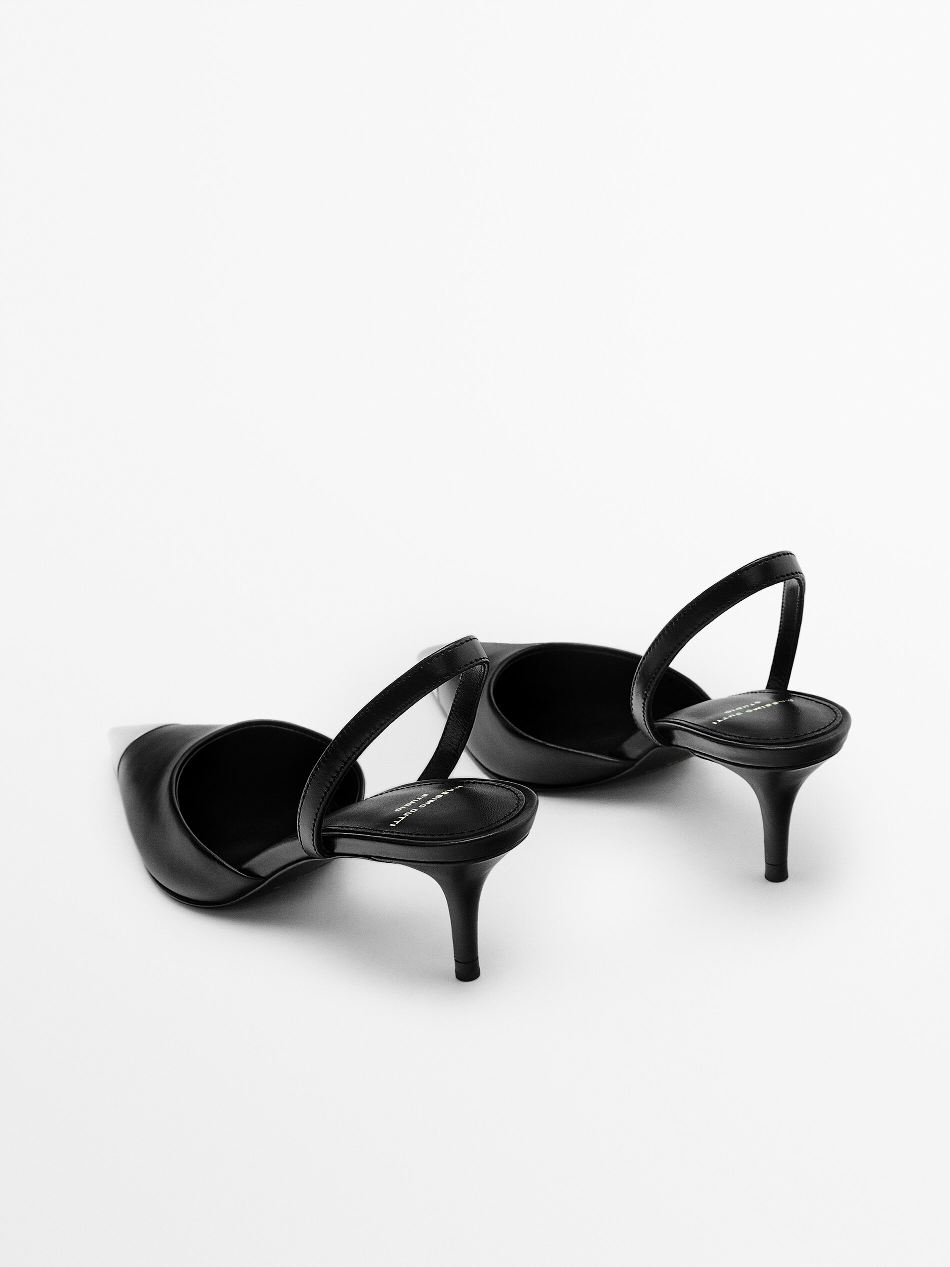 Zapato tacón piel punta metálica - Studio - NEGRO