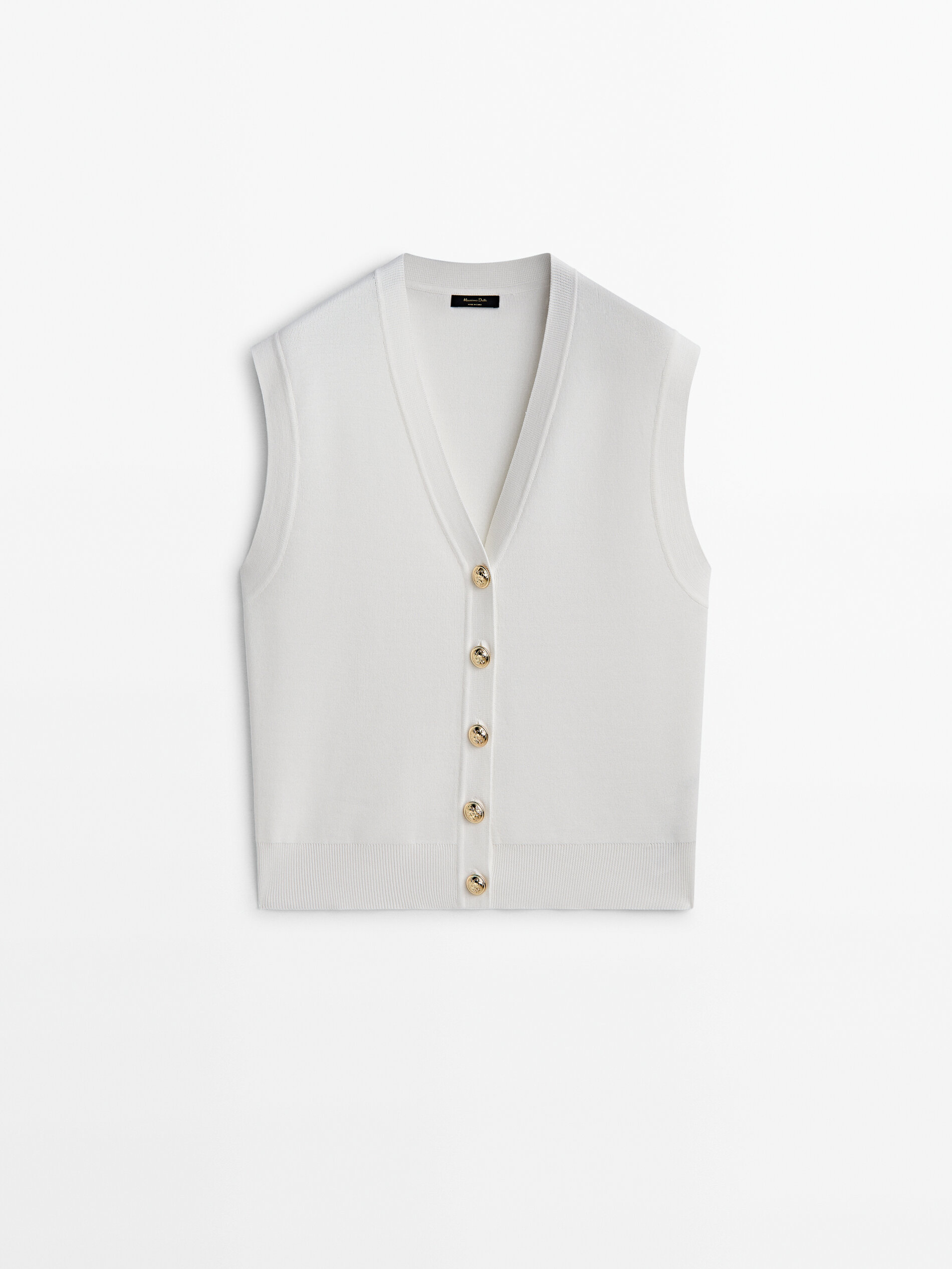 Chaleco punto botones dorados - CRUDO