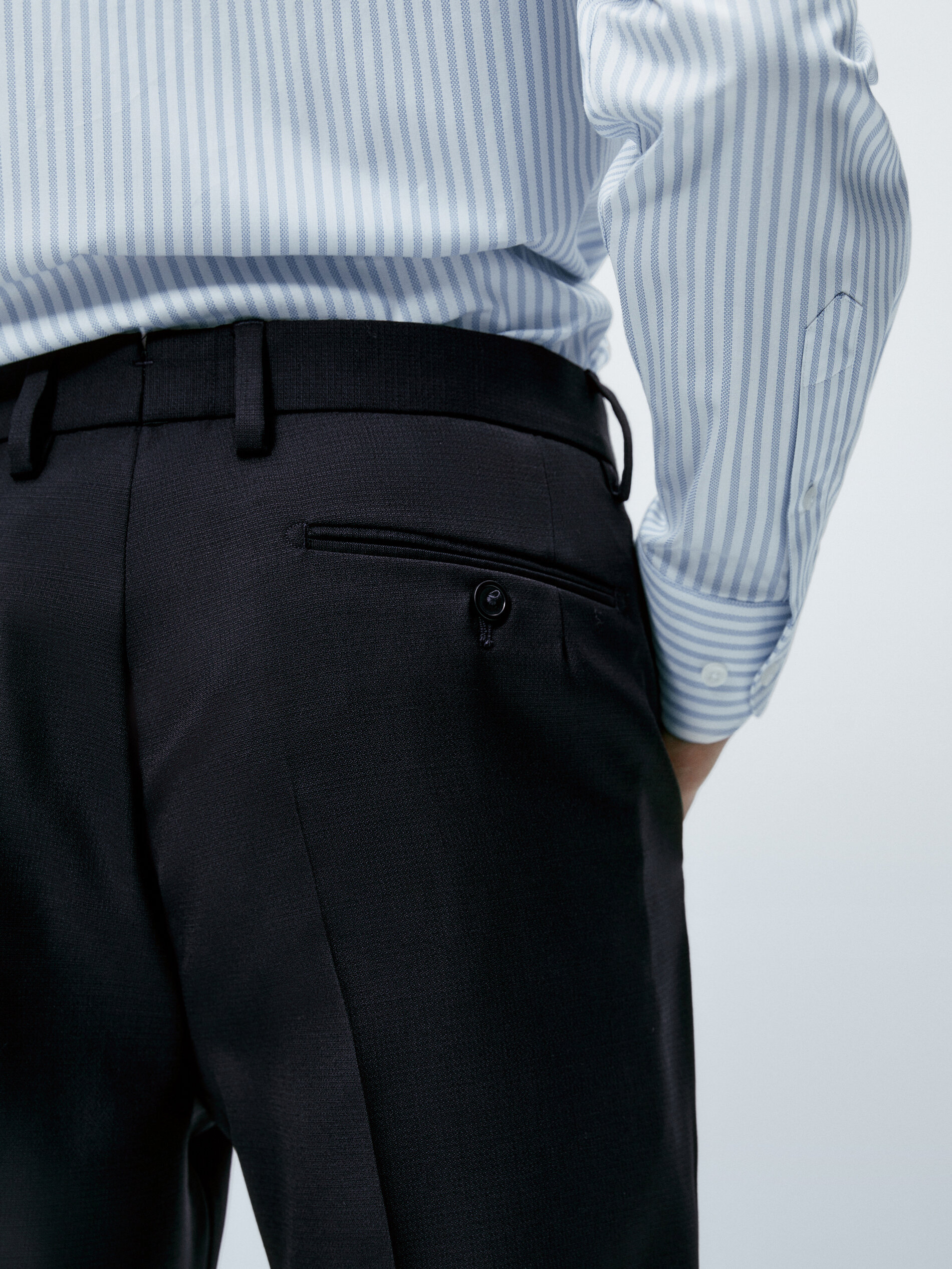 Pantalón traje cuadrillé azul lana - AZUL MARINO