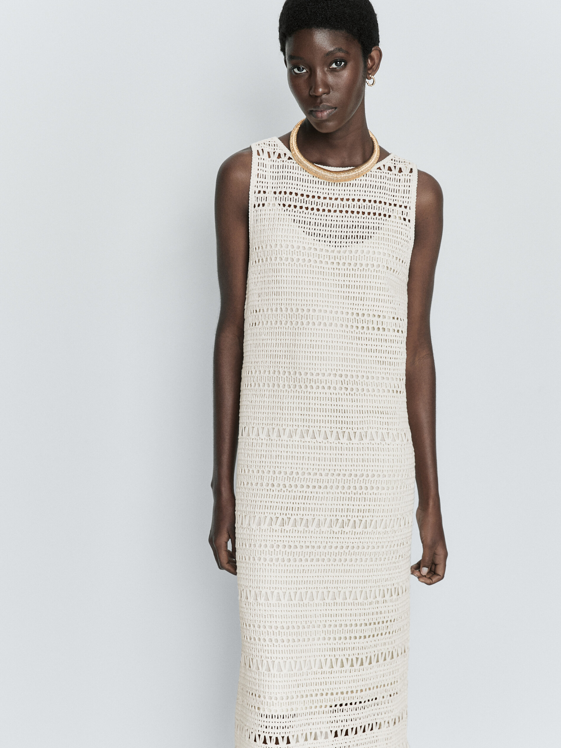 Vestido crochet desflecado - CRUDO