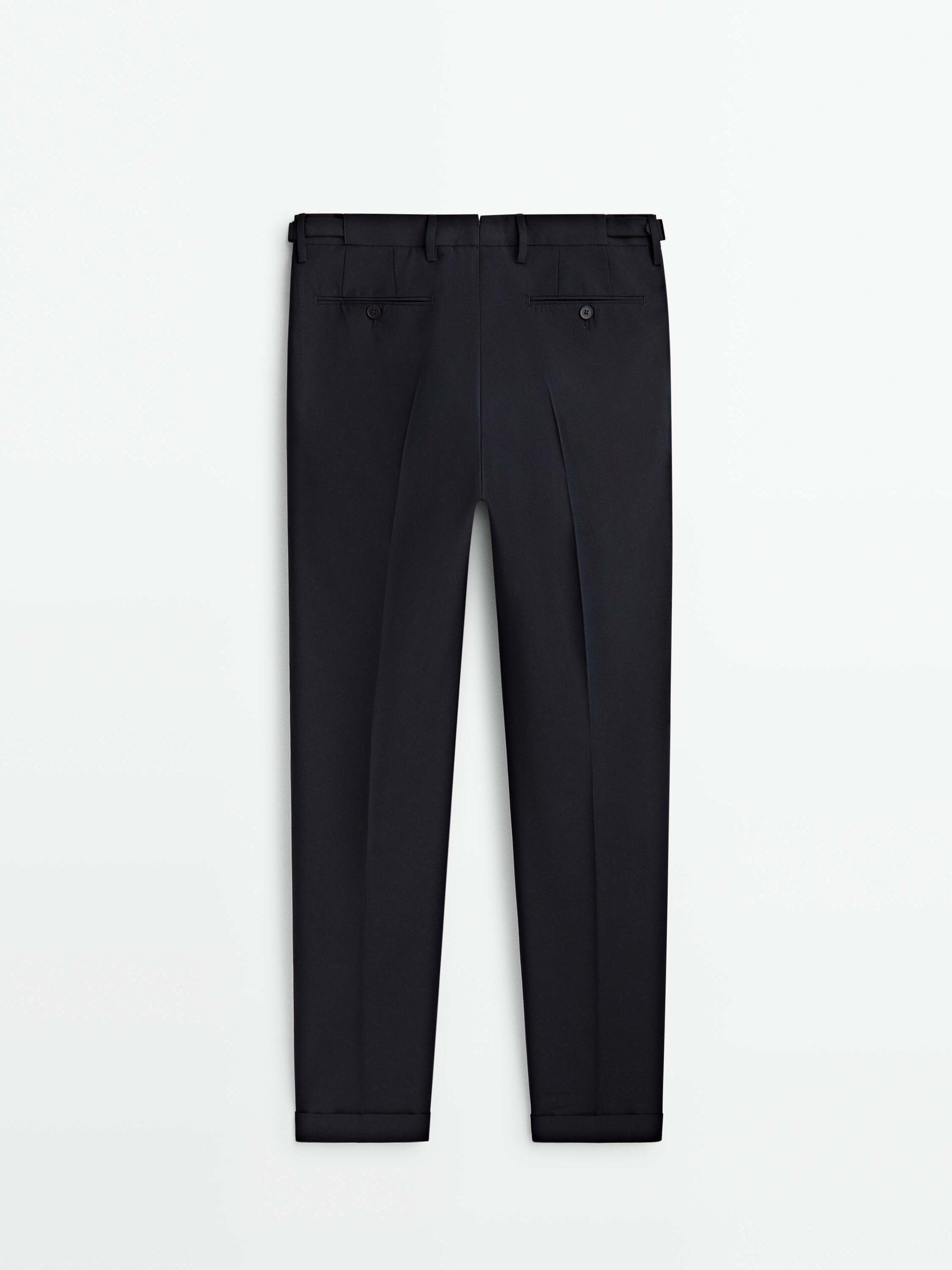 Pantalón traje con lana y algodón - AZUL MARINO