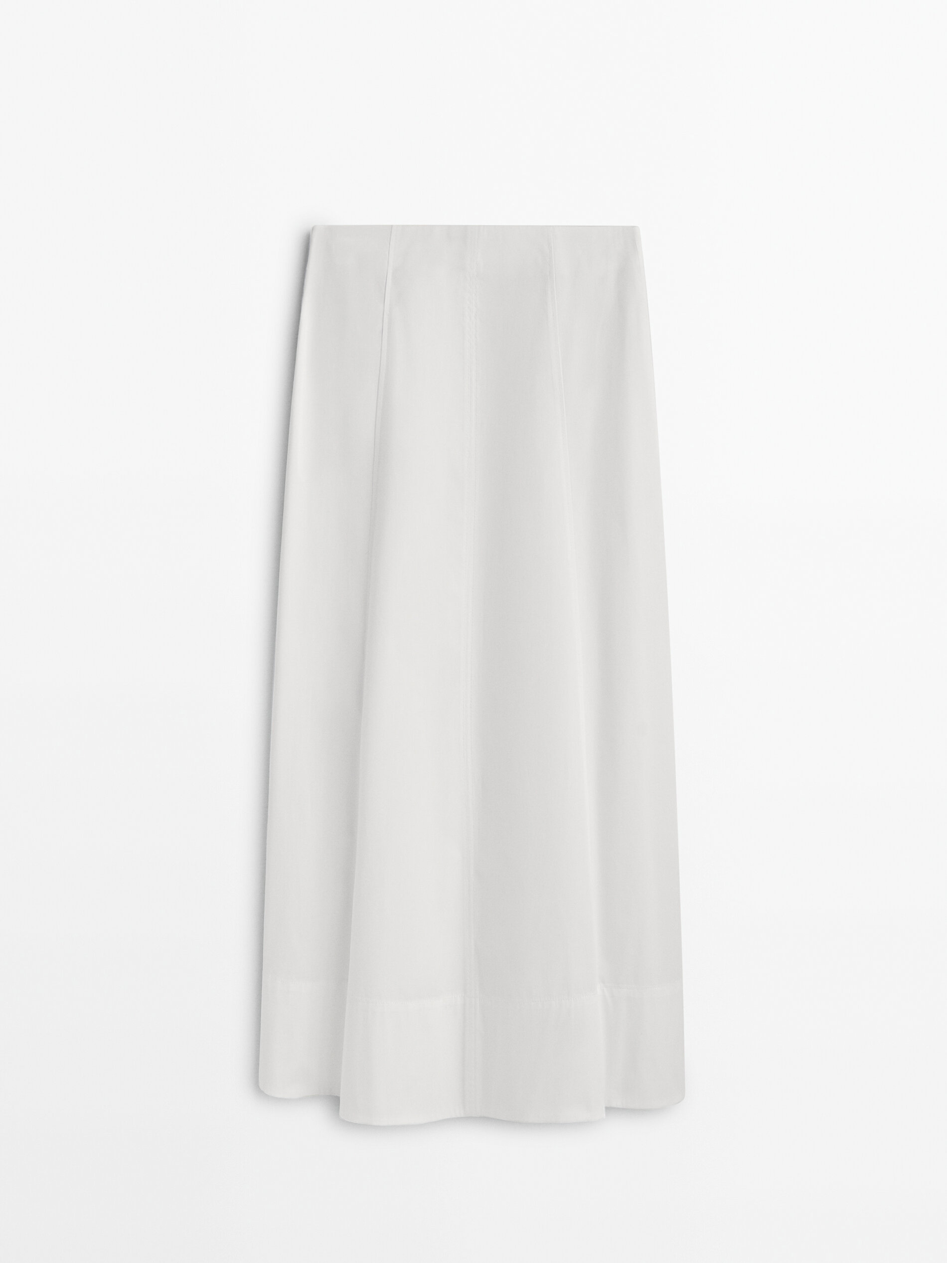 Falda midi popelín - BLANCO