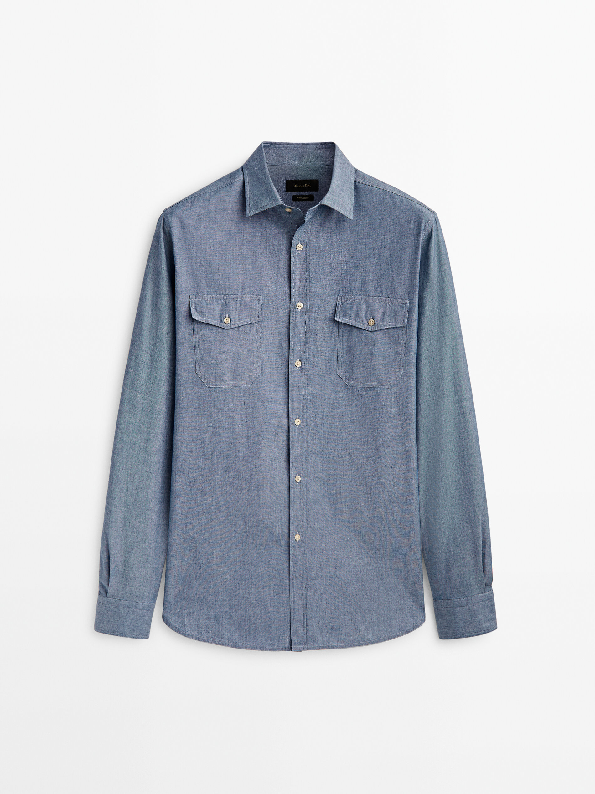 Camisa denim chambray bolsillos regular fit - Azul Claro