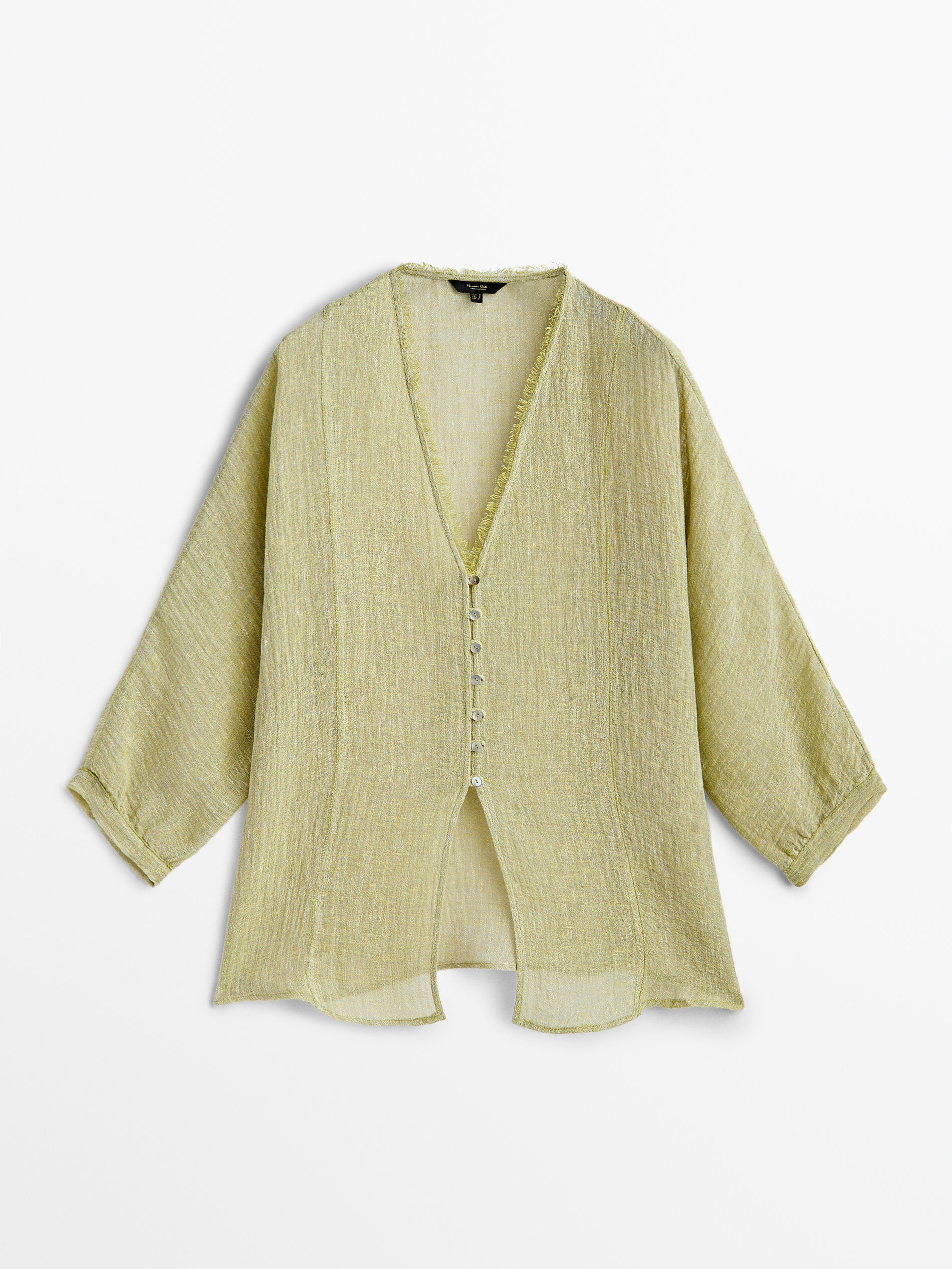 Camisa mezcla lino acabado gofrado - Piedra