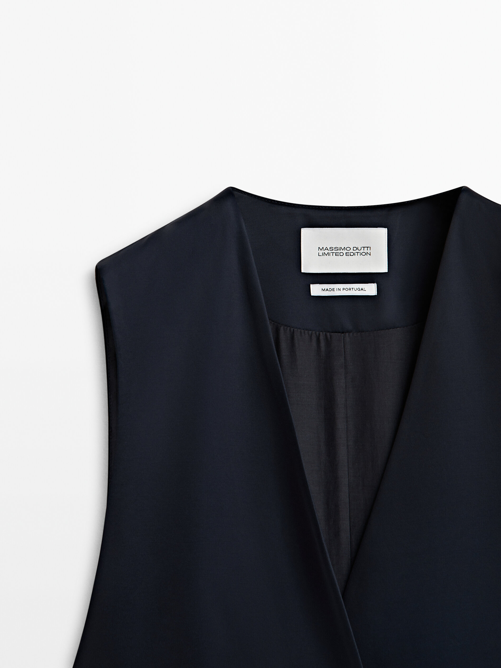 Chaleco largo satinado azul marino - AZUL MARINO