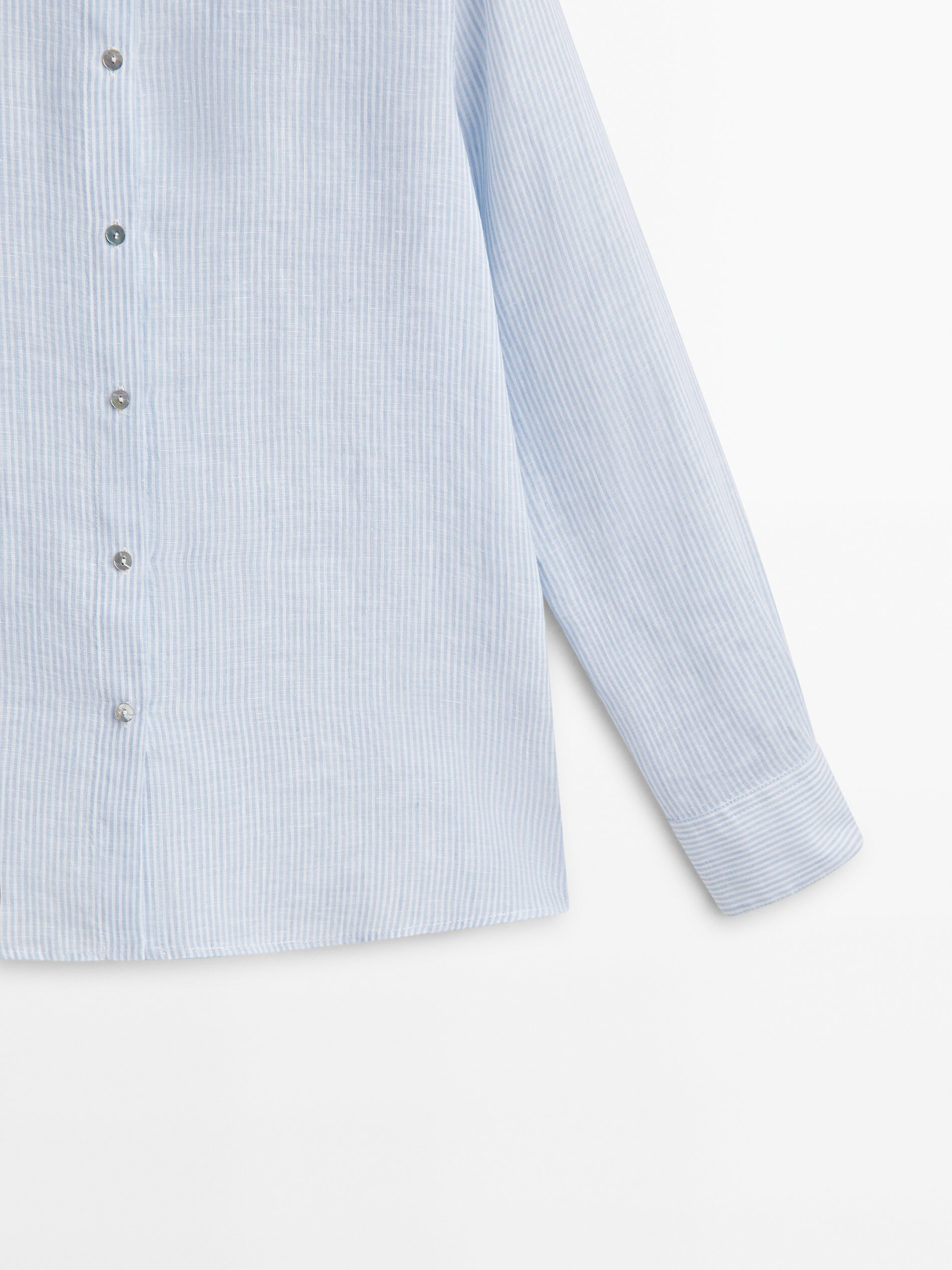 Camisa rayas 100% lino - Azul Claro