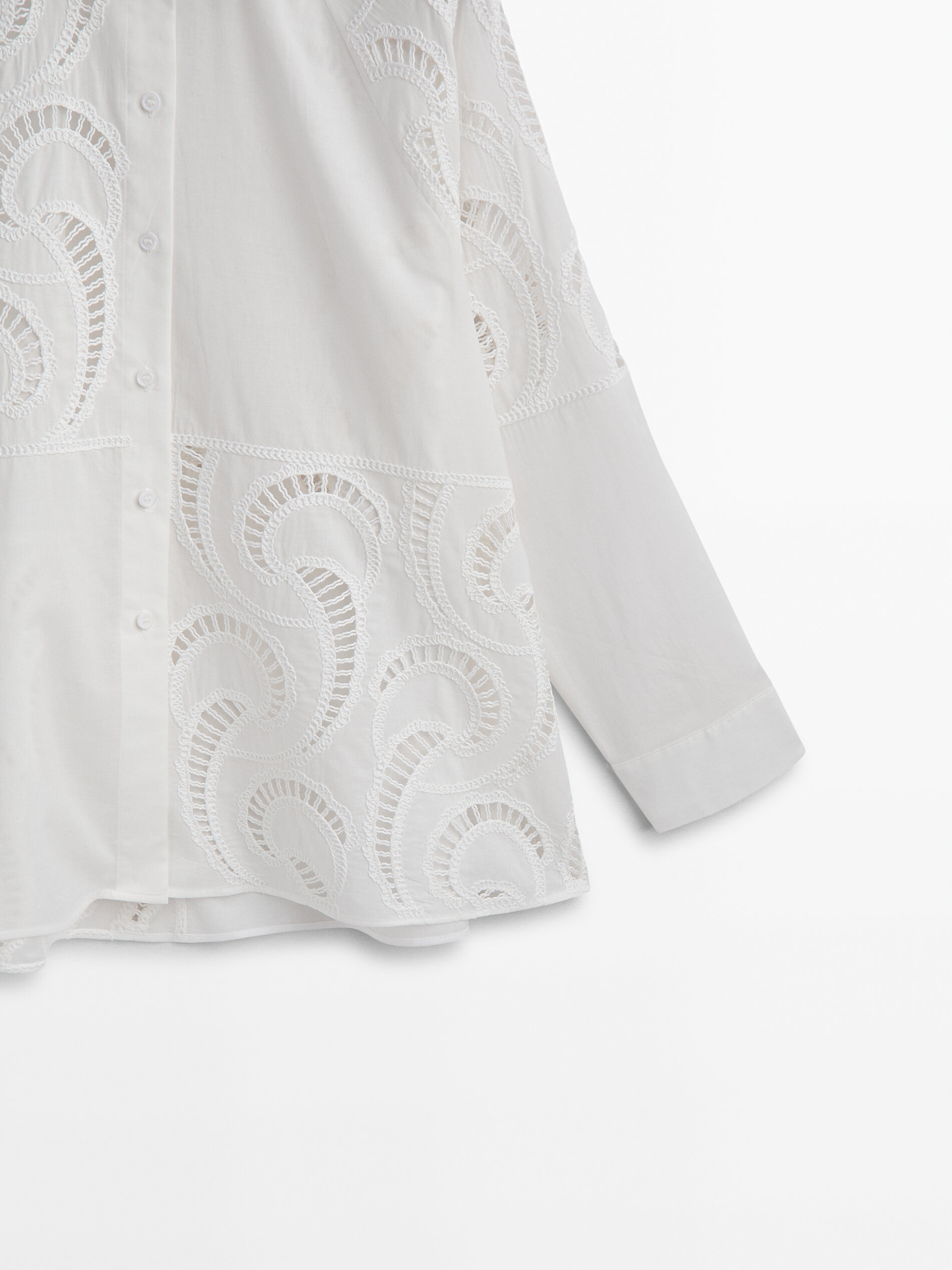 Camisa con algodón detalle crochet - BLANCO