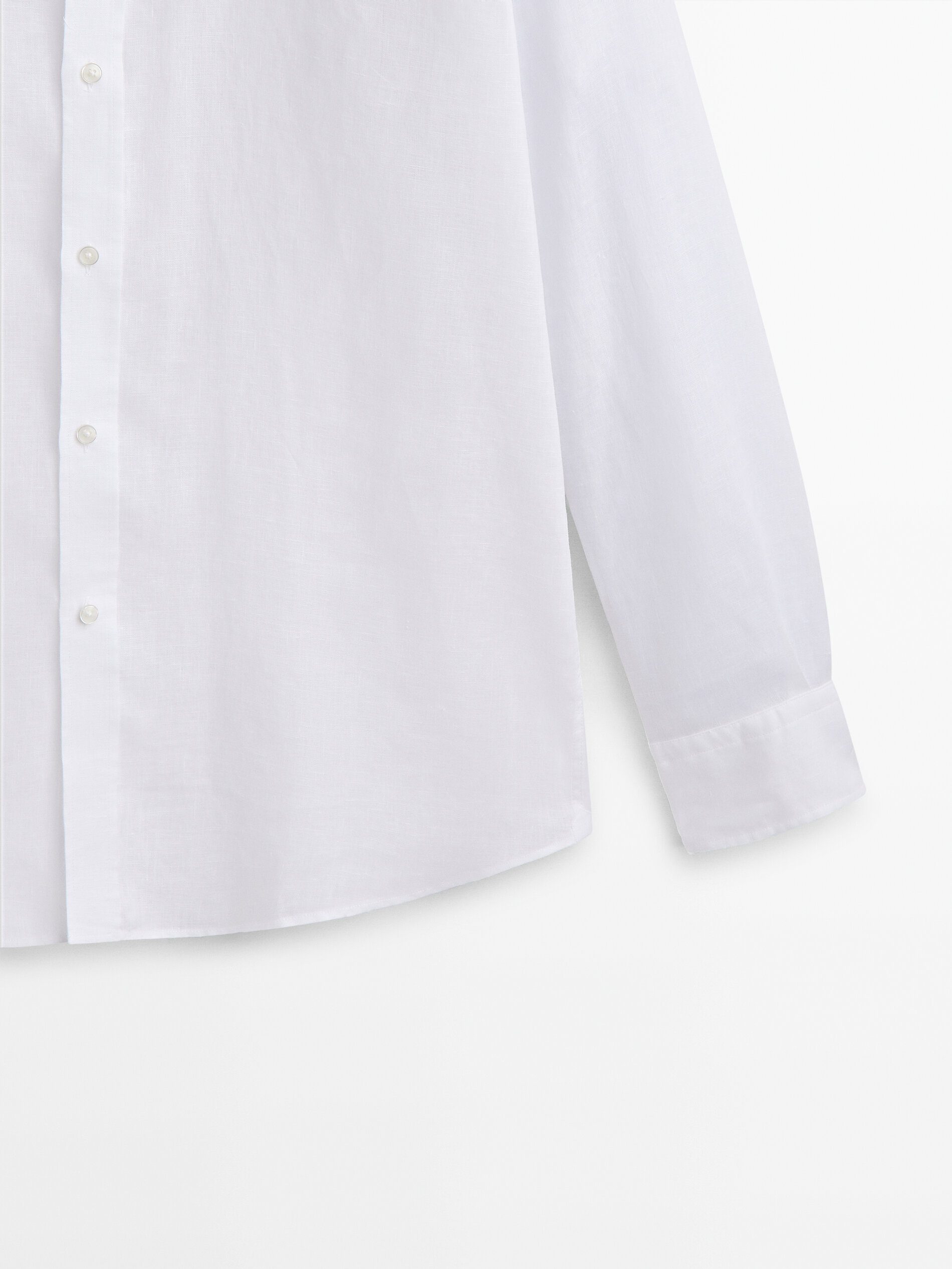 Camisa 100% lino tintado slim fit - BLANCO