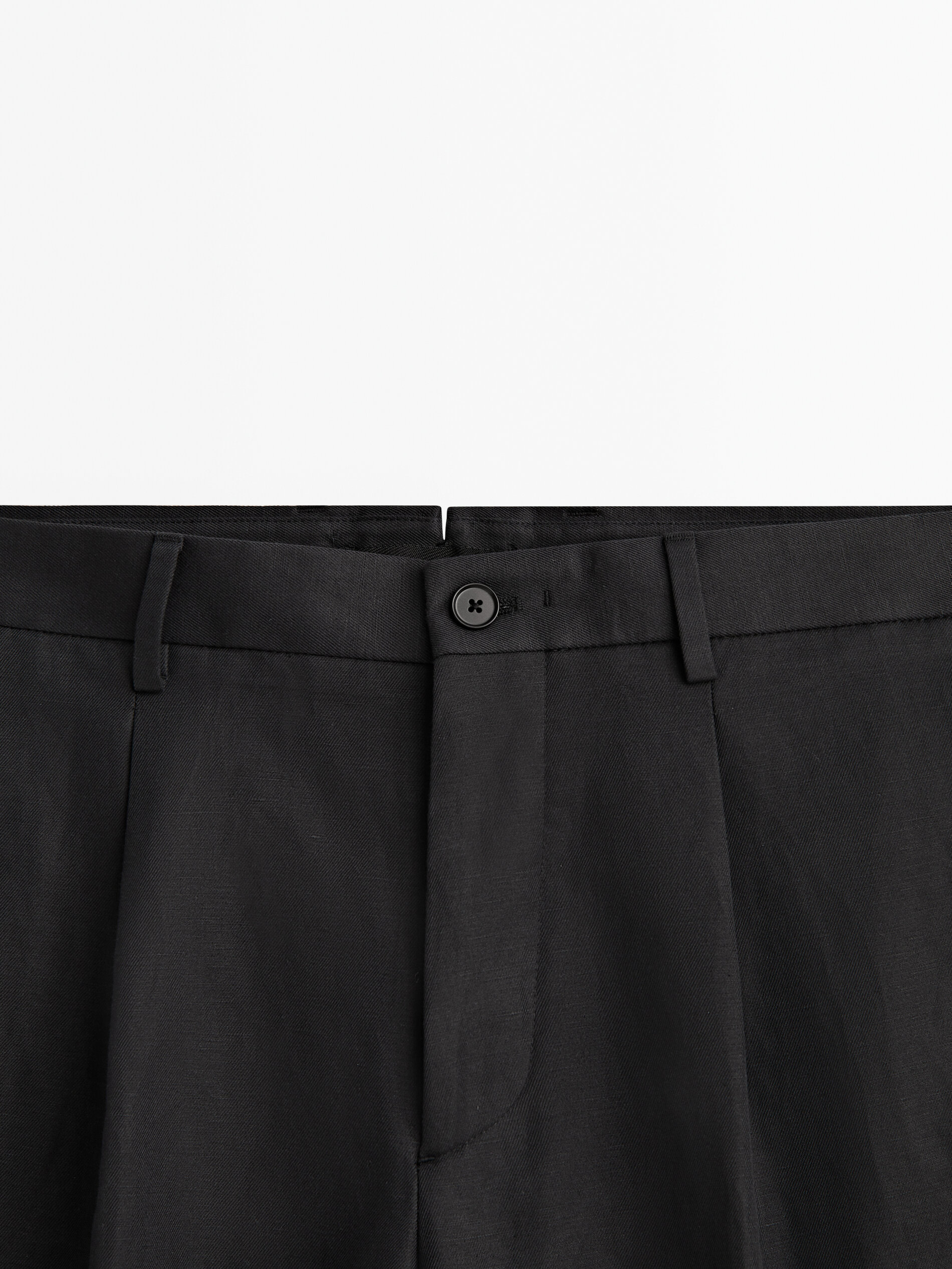 Pantalón traje con algodón y lino -Studio - CARBÓN