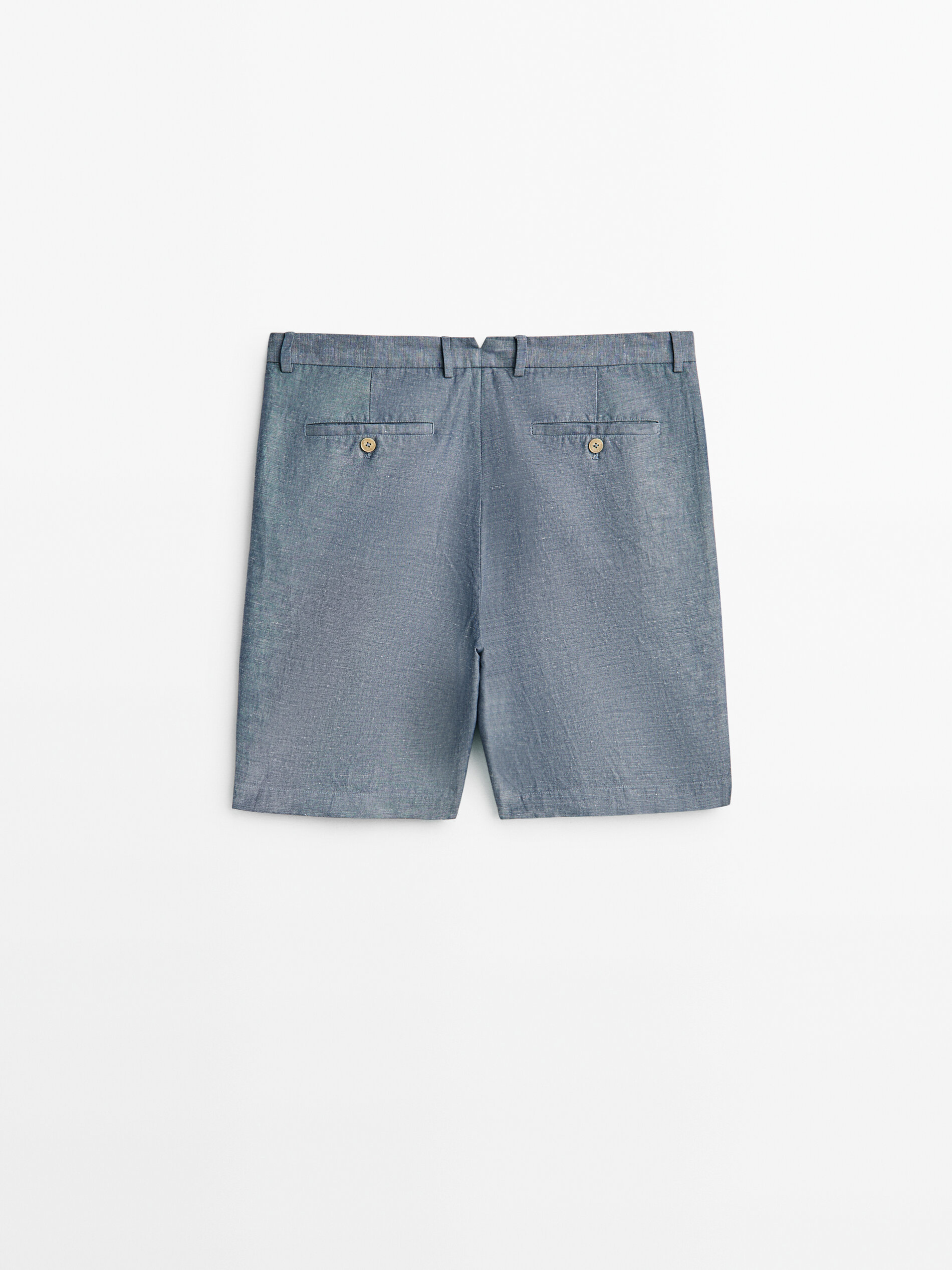 Bermuda pinzas mezcla algodón lino - INDIGO