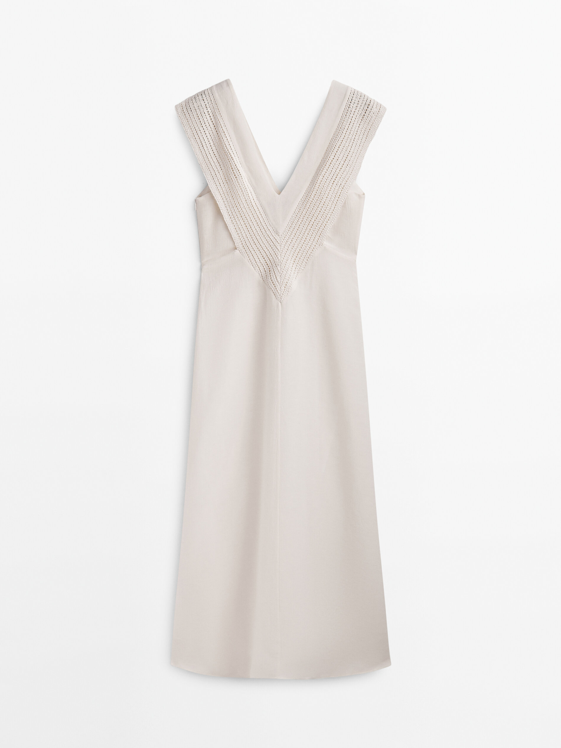 Vestido largo detalle crochet - BLANCO