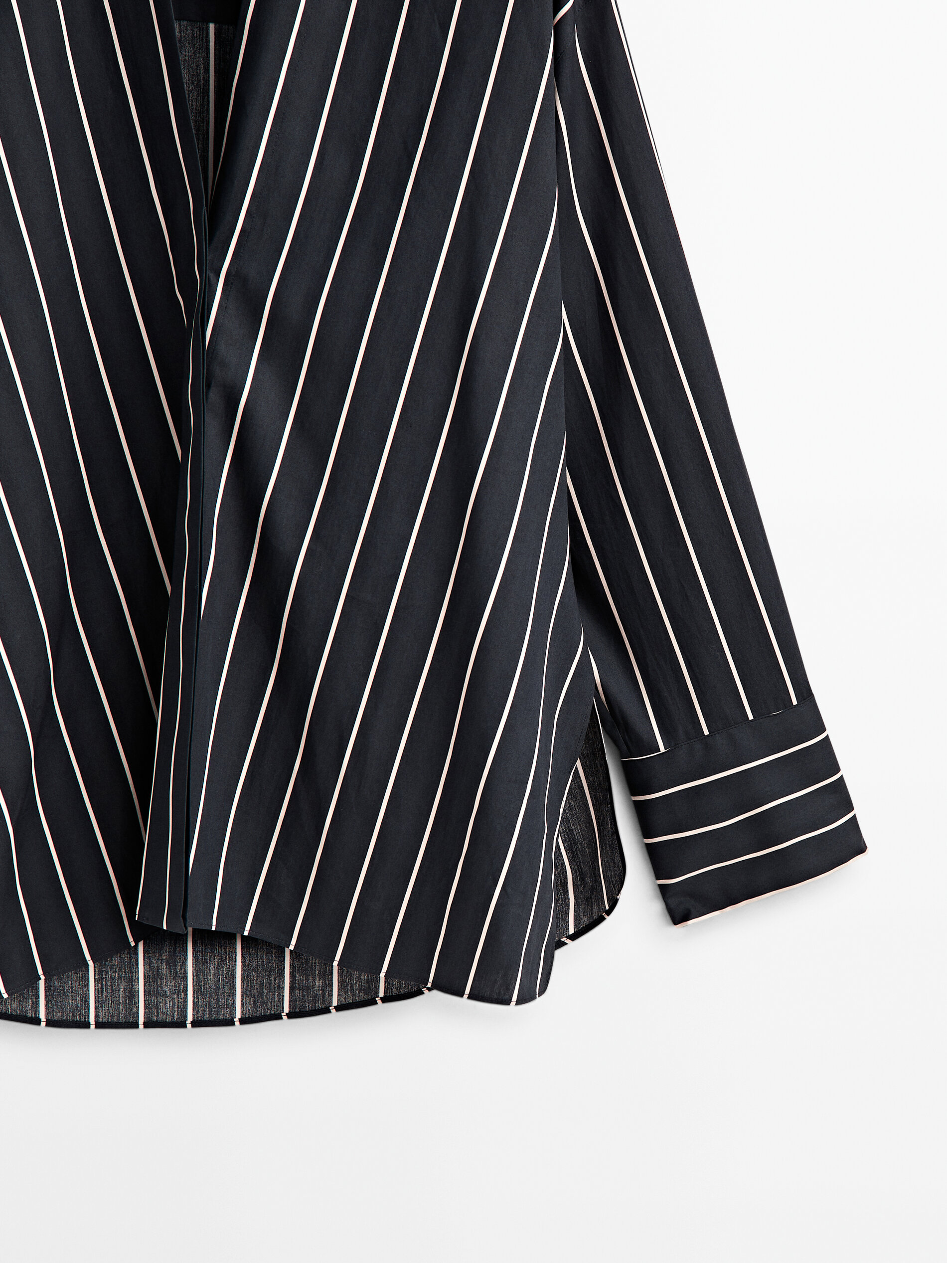 Camisa azul marino algodón rayas - AZUL MARINO