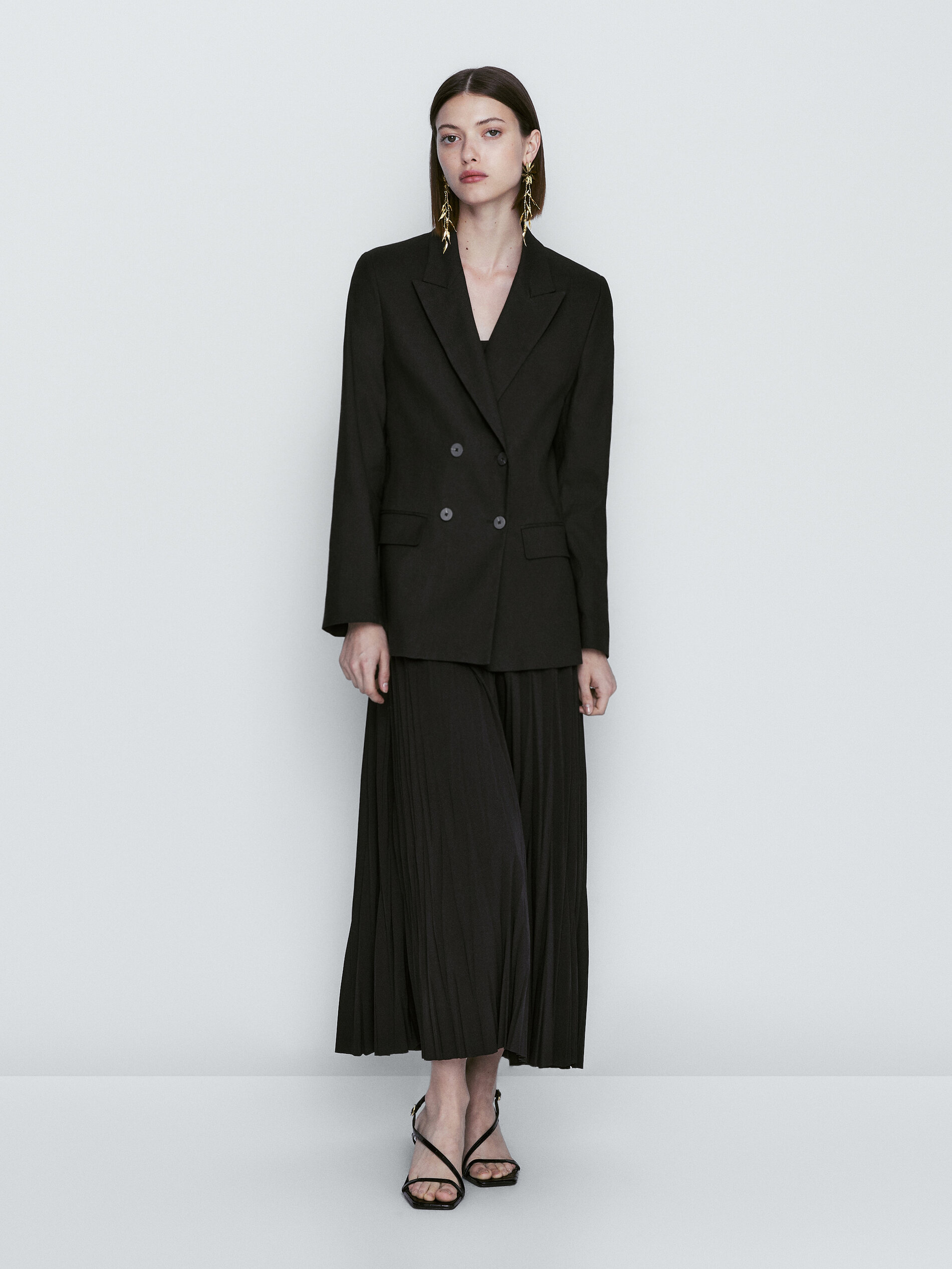 Vestido plisado negro - NEGRO