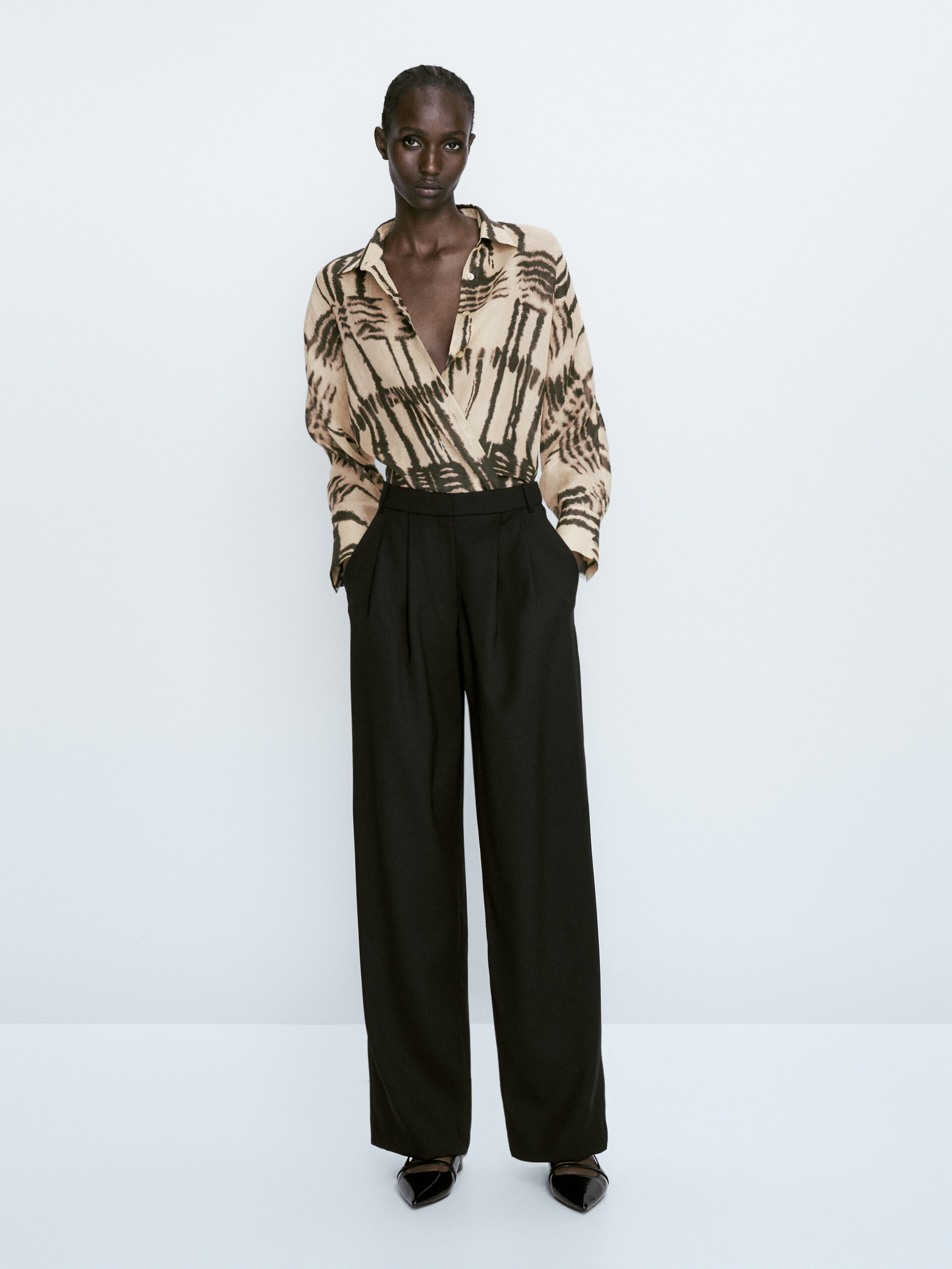 Camisa estampada 100% ramio - CRUDO