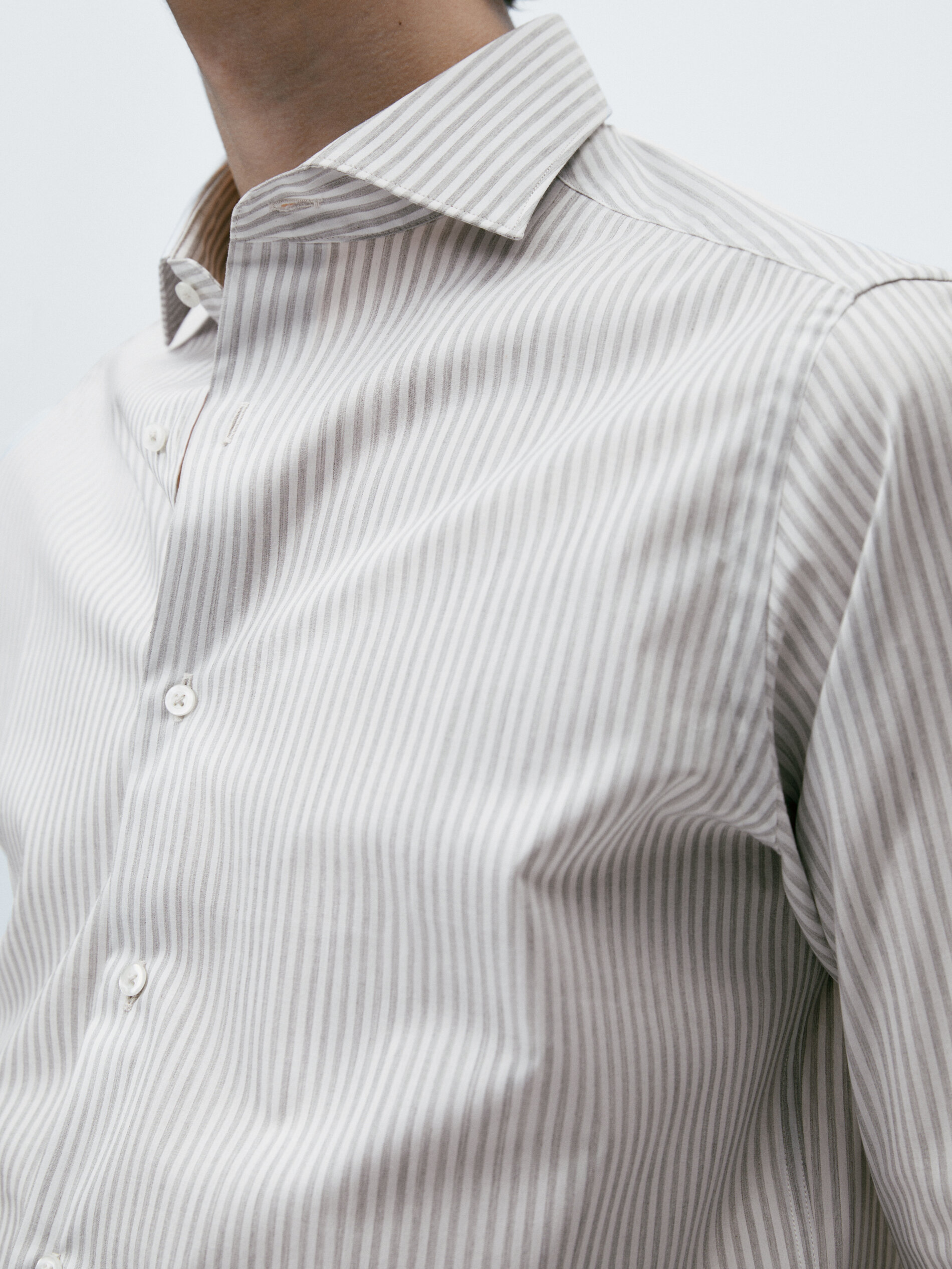 Camisa easy iron raya melange slim fit - GRIS